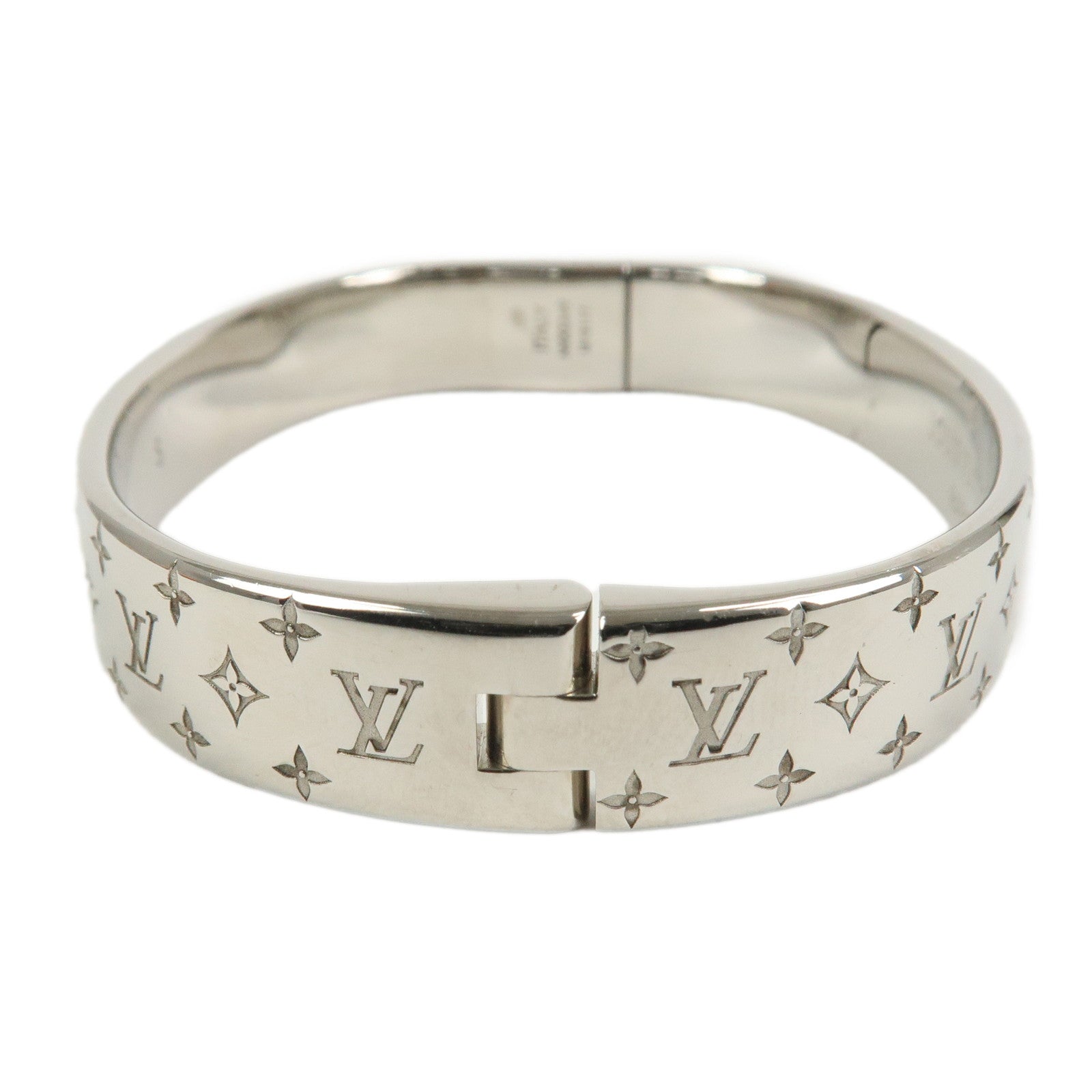 Louis Vuitton Nanogram Cuff Size S Bracelet Palladium M00249