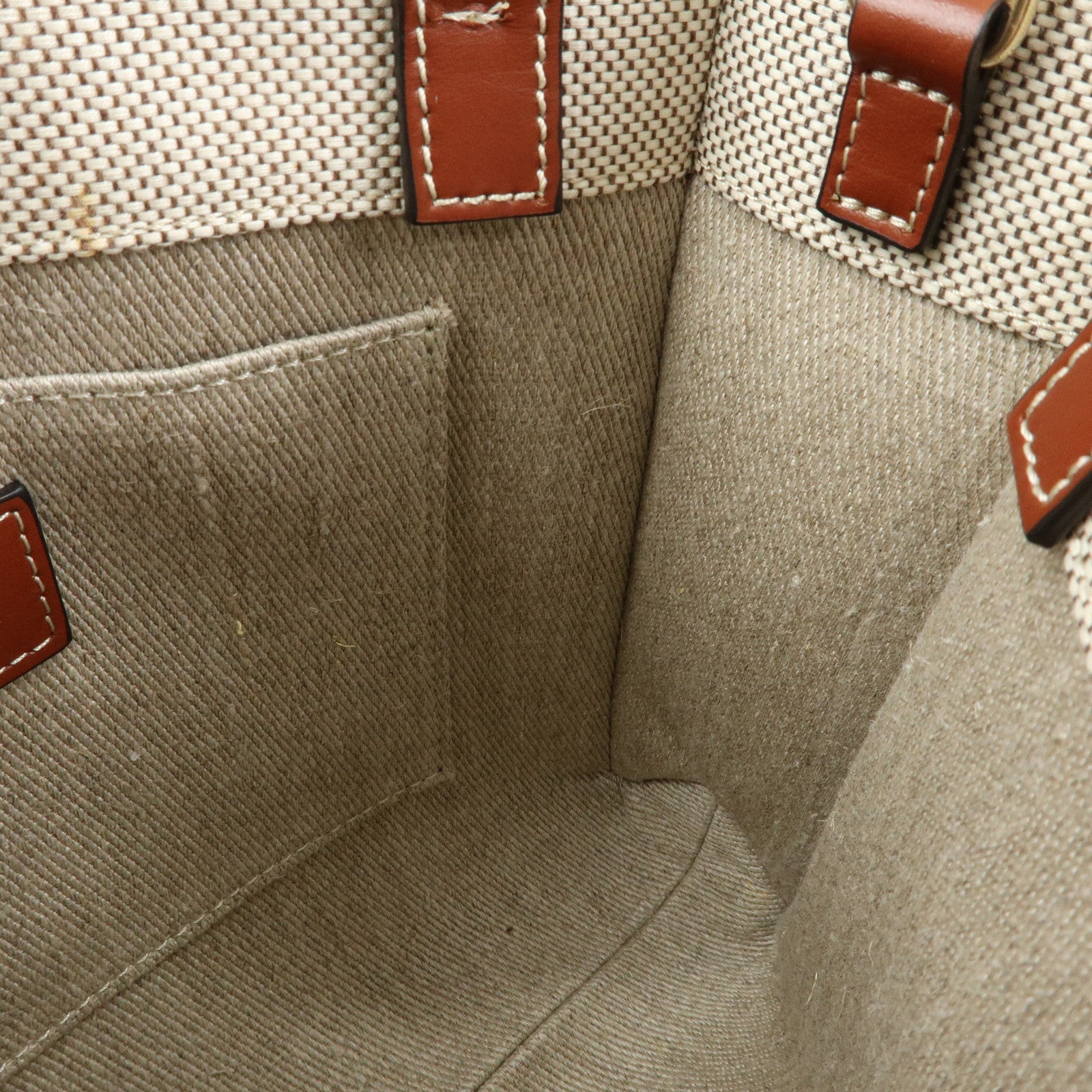 Chloe Woody Canvas Leather 2Way Bag Shoulder Bag Natural Brown