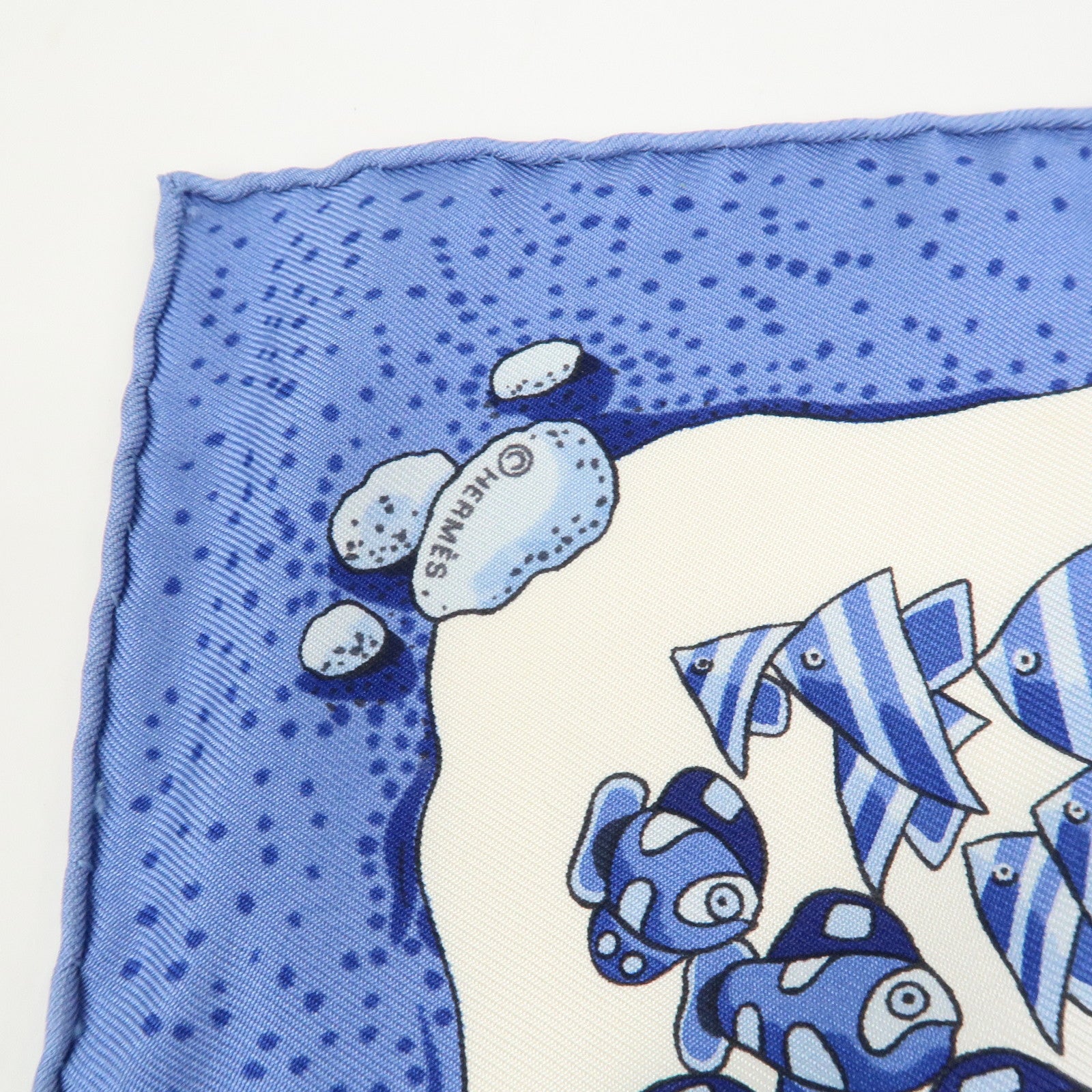 HERMES Carre 40 Silk 100% Mini Scarf Blue