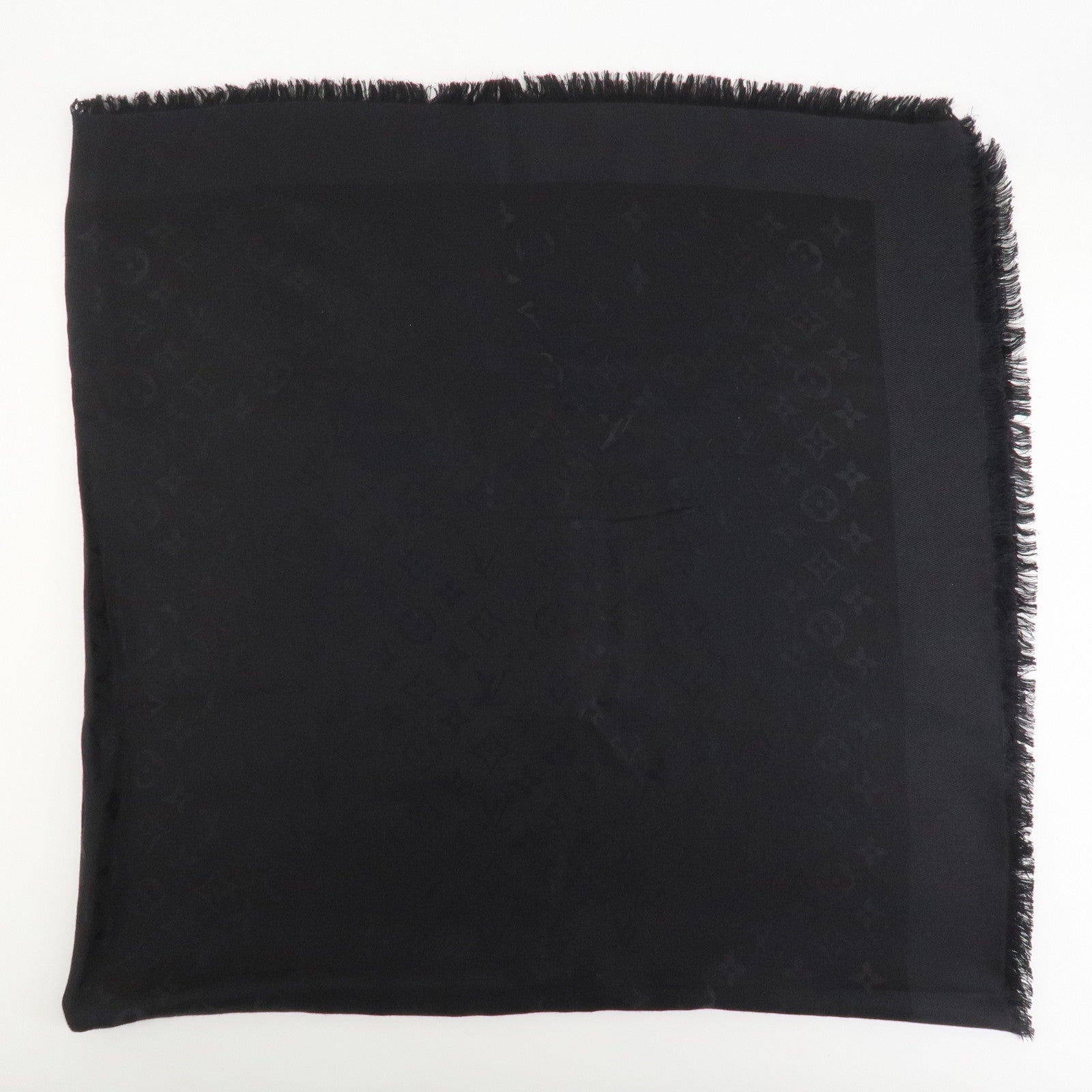Louis Vuitton Monogram Silk Wool Shawl Anthracite Black M74752