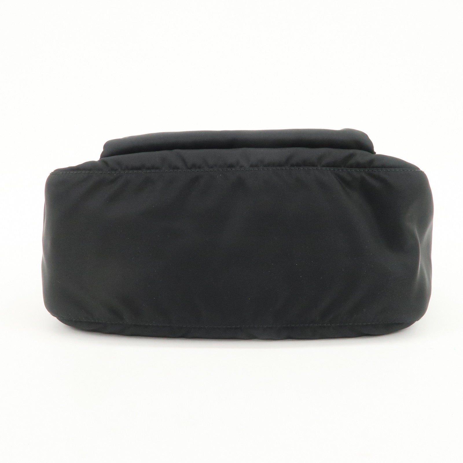 PRADA Triangle Logo Nylon Saffiano Leather Shoulder Bag Black