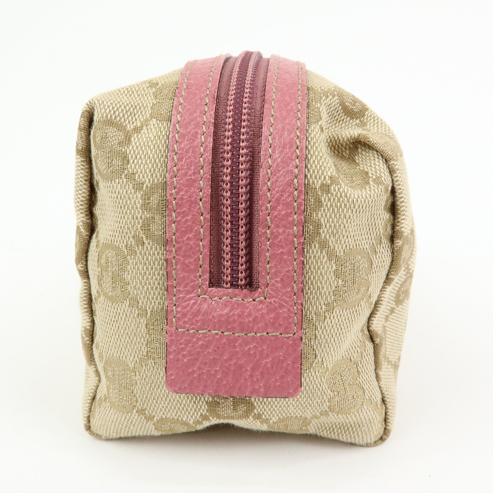 GUCCI GG Canvas Leather Pouch Cosmetic Case Beige Pink 29595