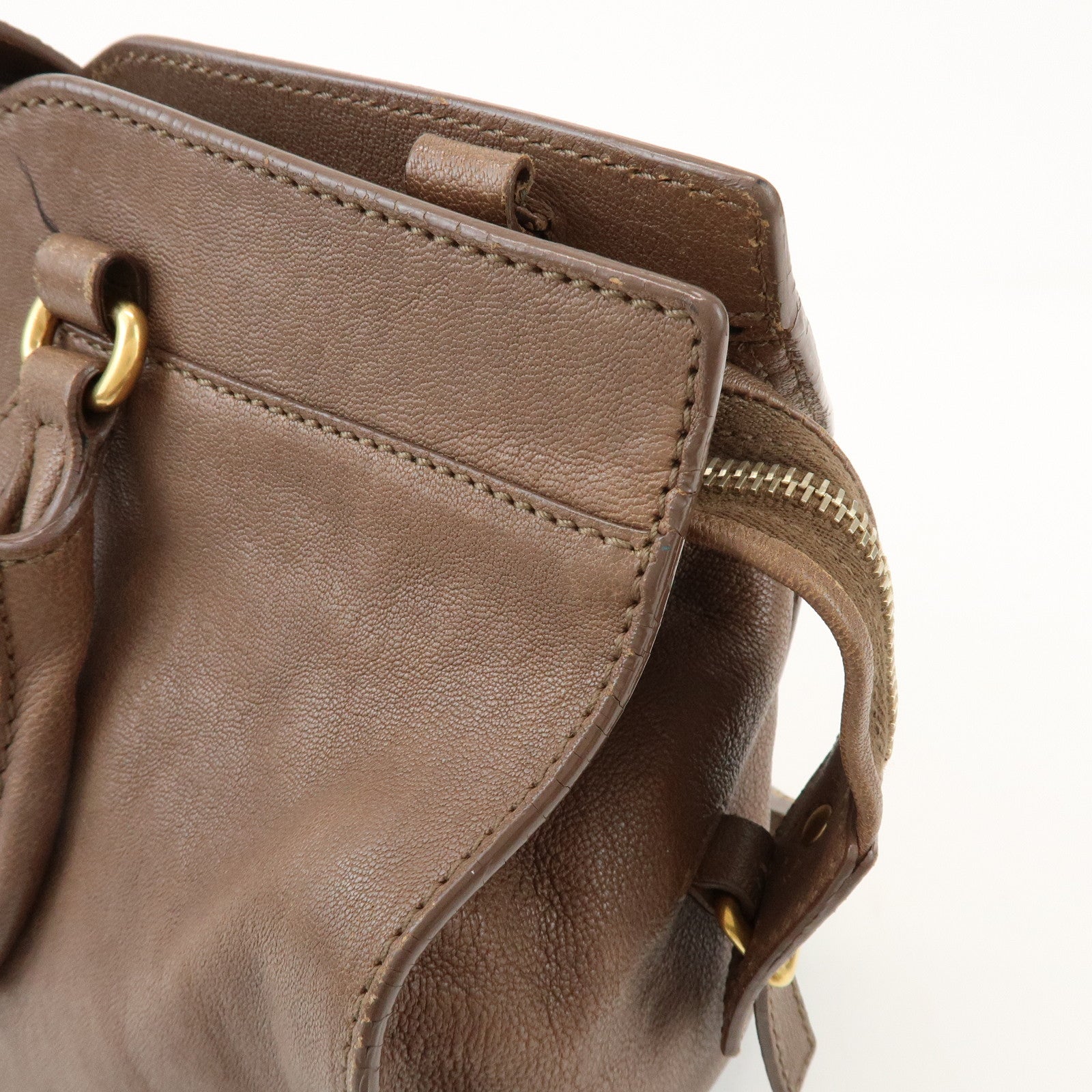 SAINT LAURENT PARIS Cabas Chyc Leather 2Way Bag Hand Bag Brown