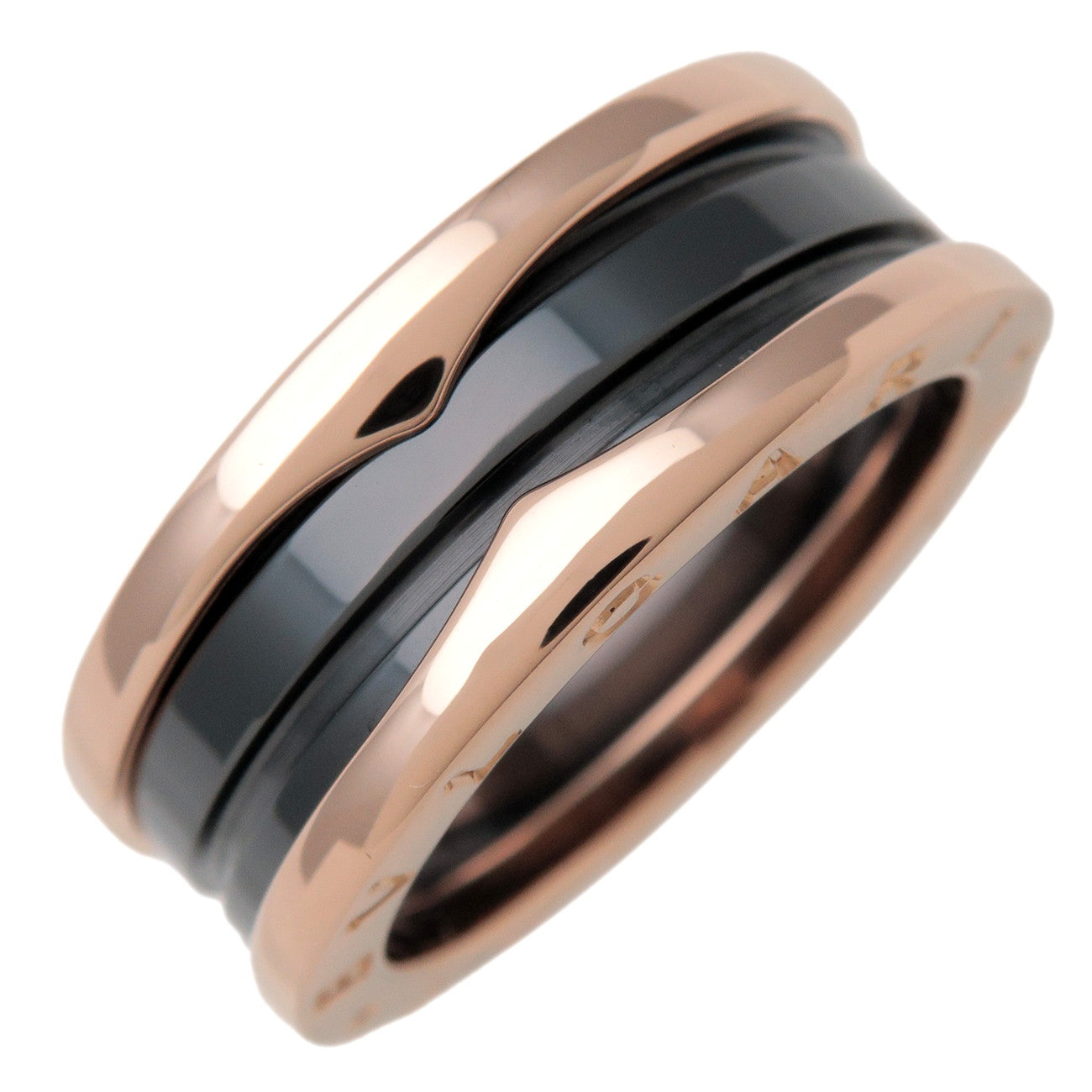 BVLGARI B-Zero1 Ring K18 750PG Black Ceramic Rose Gold Black US8