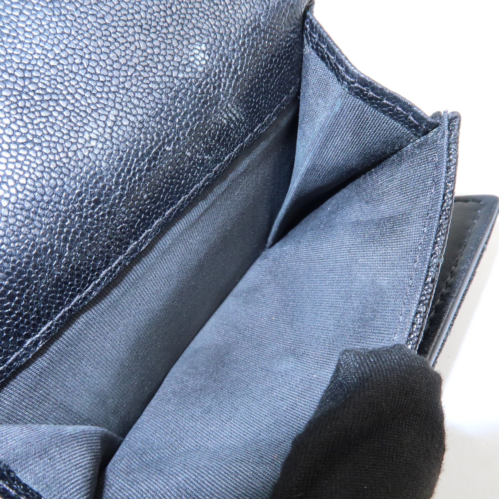 CHANEL Boy CHANEL Caviarskin Small Compact Wallet Black A84432