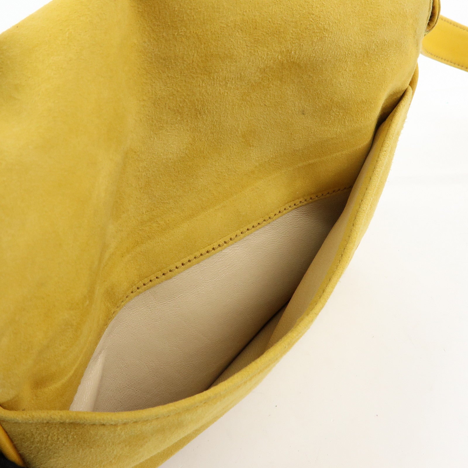 GUCCI Horsebit Suede Leather Shoulder Bag Yellow 007.3444