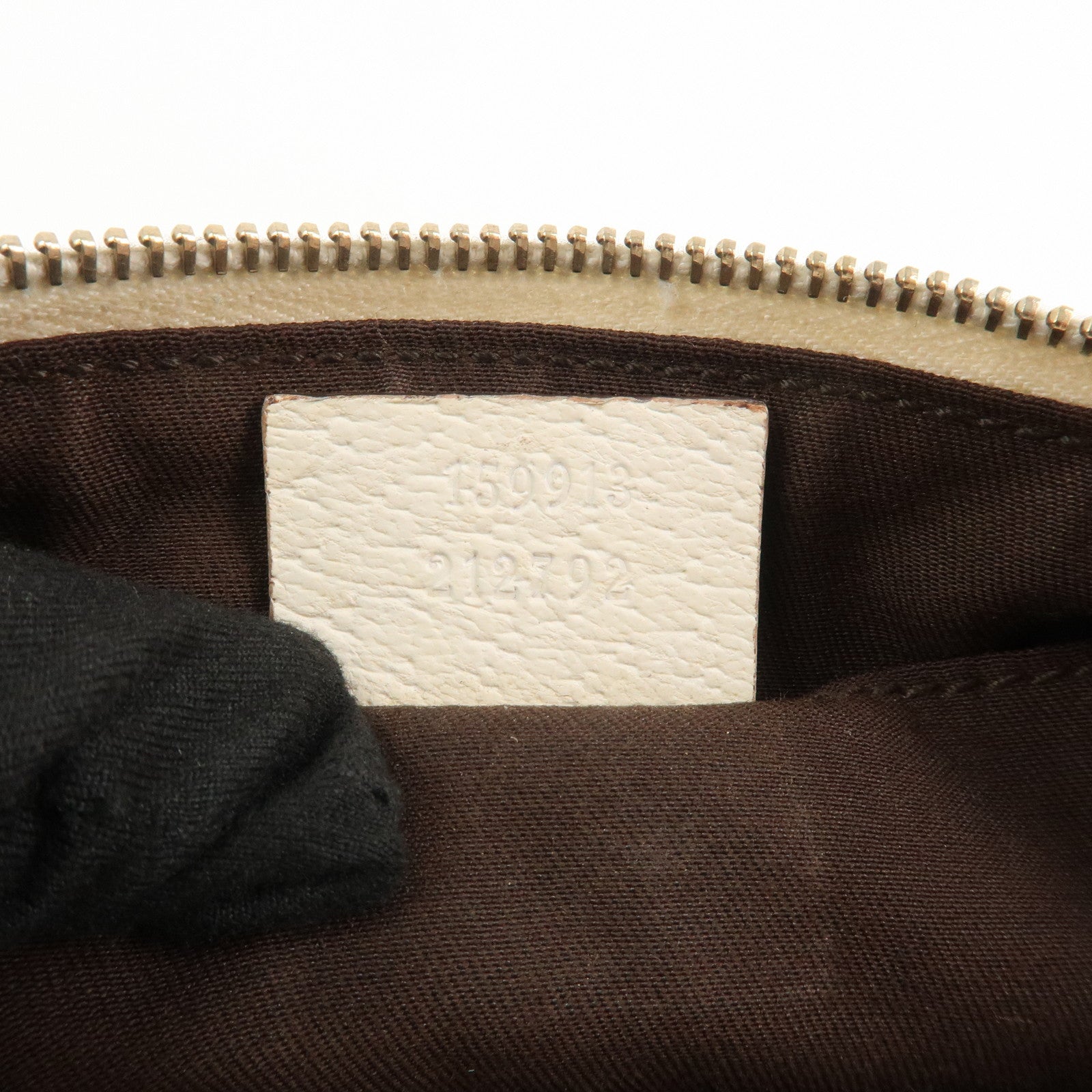 GUCCI Bamboo GG Canvas Leather Cosmetic Pouch Clutch Beige 159913