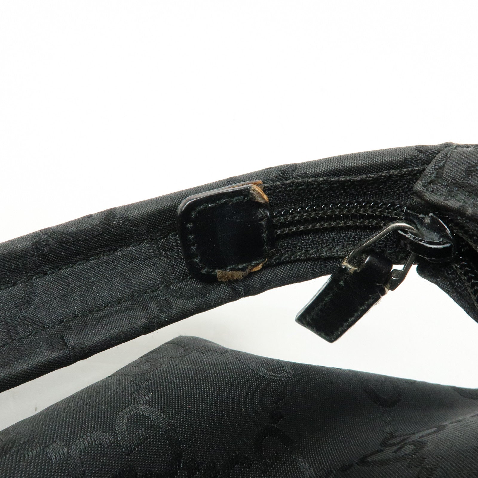 GUCCI Front Pocket GG Nylon Leather Shoulder Bag Black 001・3380