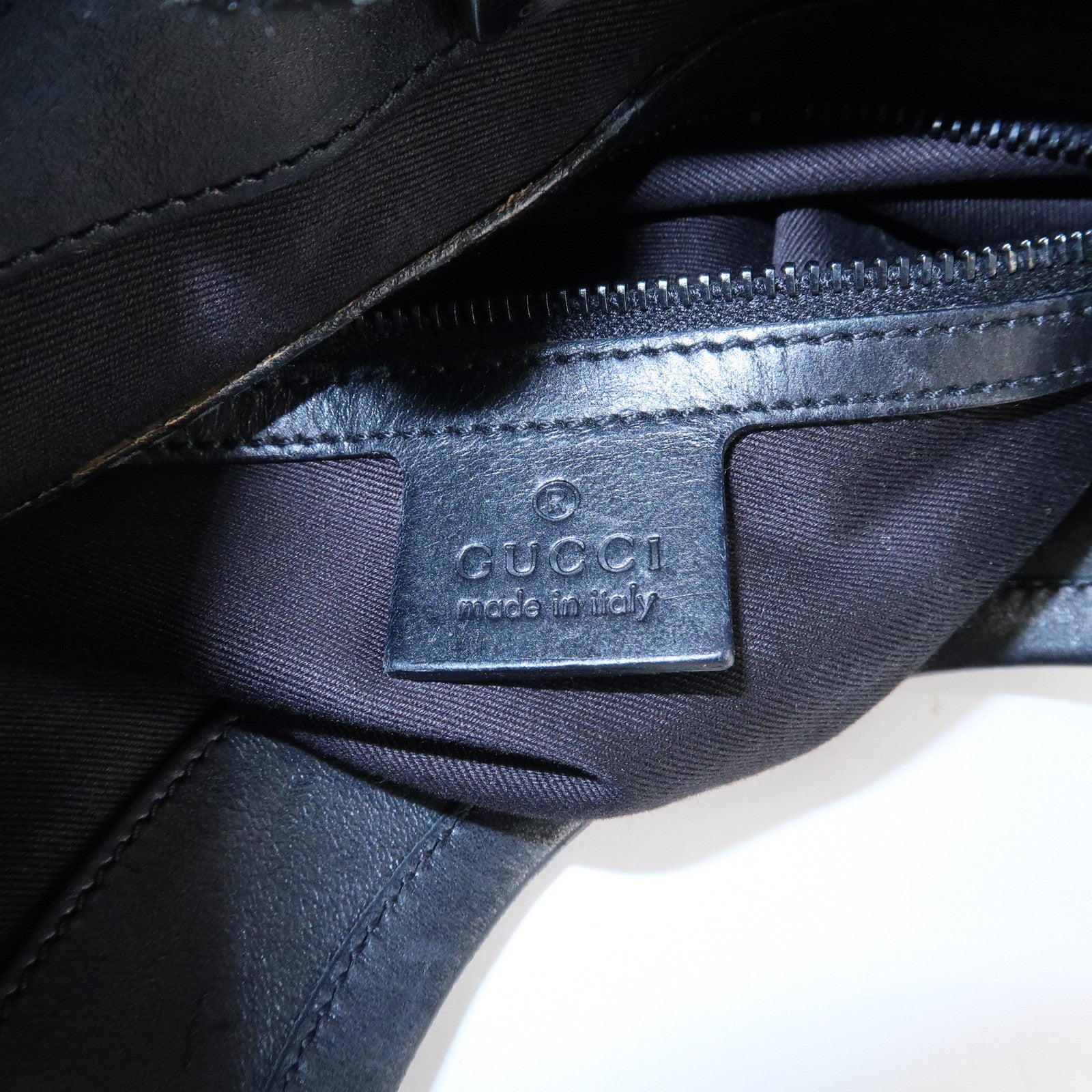 GUCCI GG Canvas Leather Shoulder Bag Hand Bag Black 107752 Used