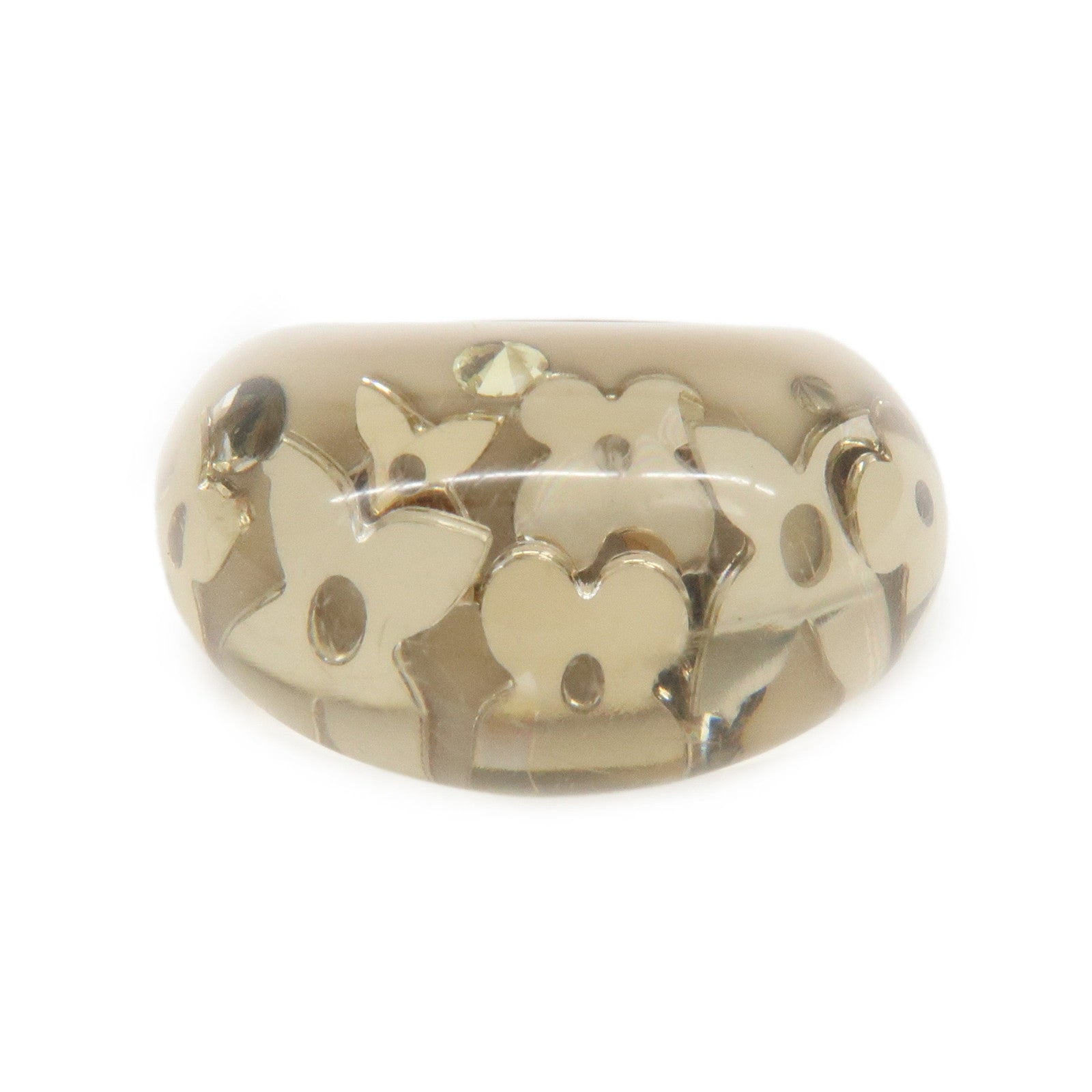 Louis Vuitton Burg Inclusion Resin Ring Beige Gold US6.5 M65311