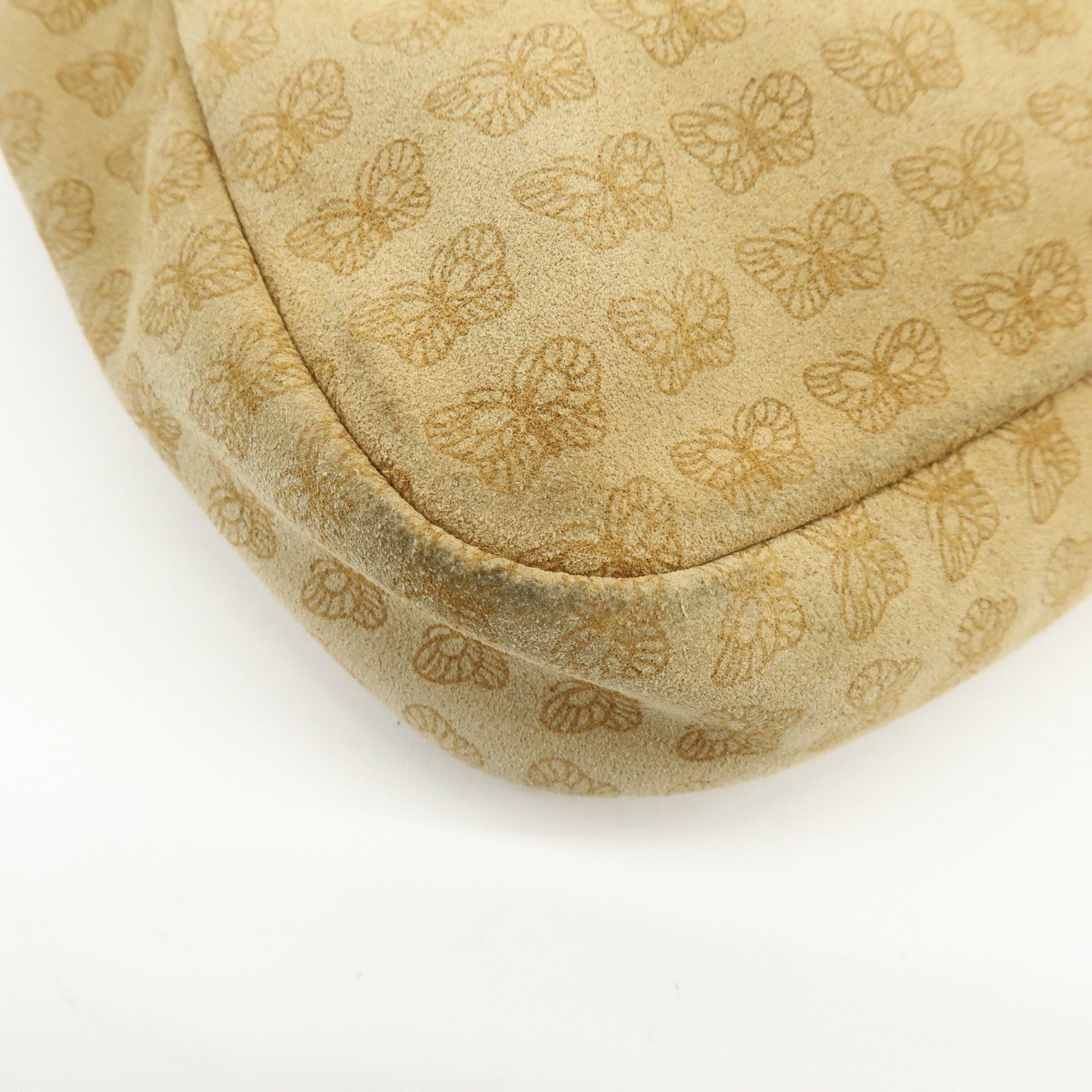 BOTTEGA VENETA Suede Butterfly Shoulder Bag Hand Bag Beige