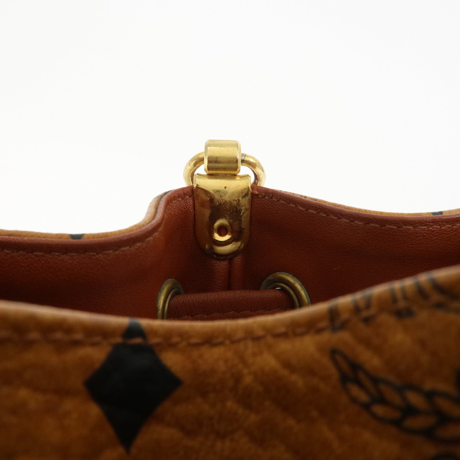 MCM Logo Leather Shoulder Bag Crossbody Bag Brown