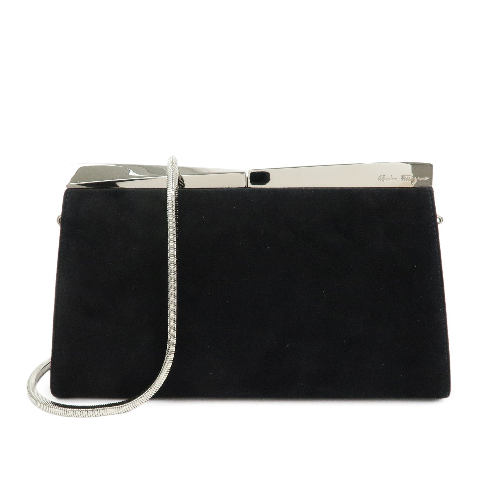Ferragamo Suede 2Way Bag Shoulder Bag Clutch Bag Black
