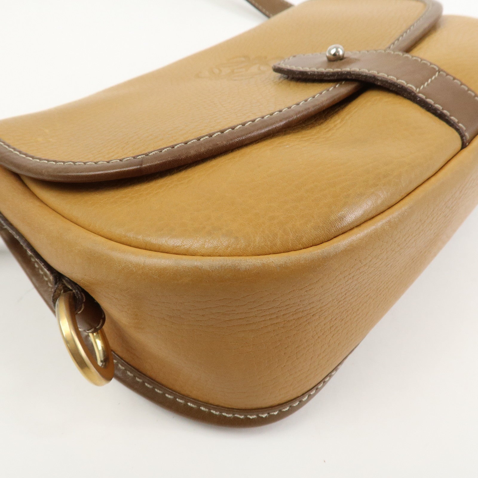 LOEWE Anagram Logo Leather Shoulder Bag Crossbody Bag Brown