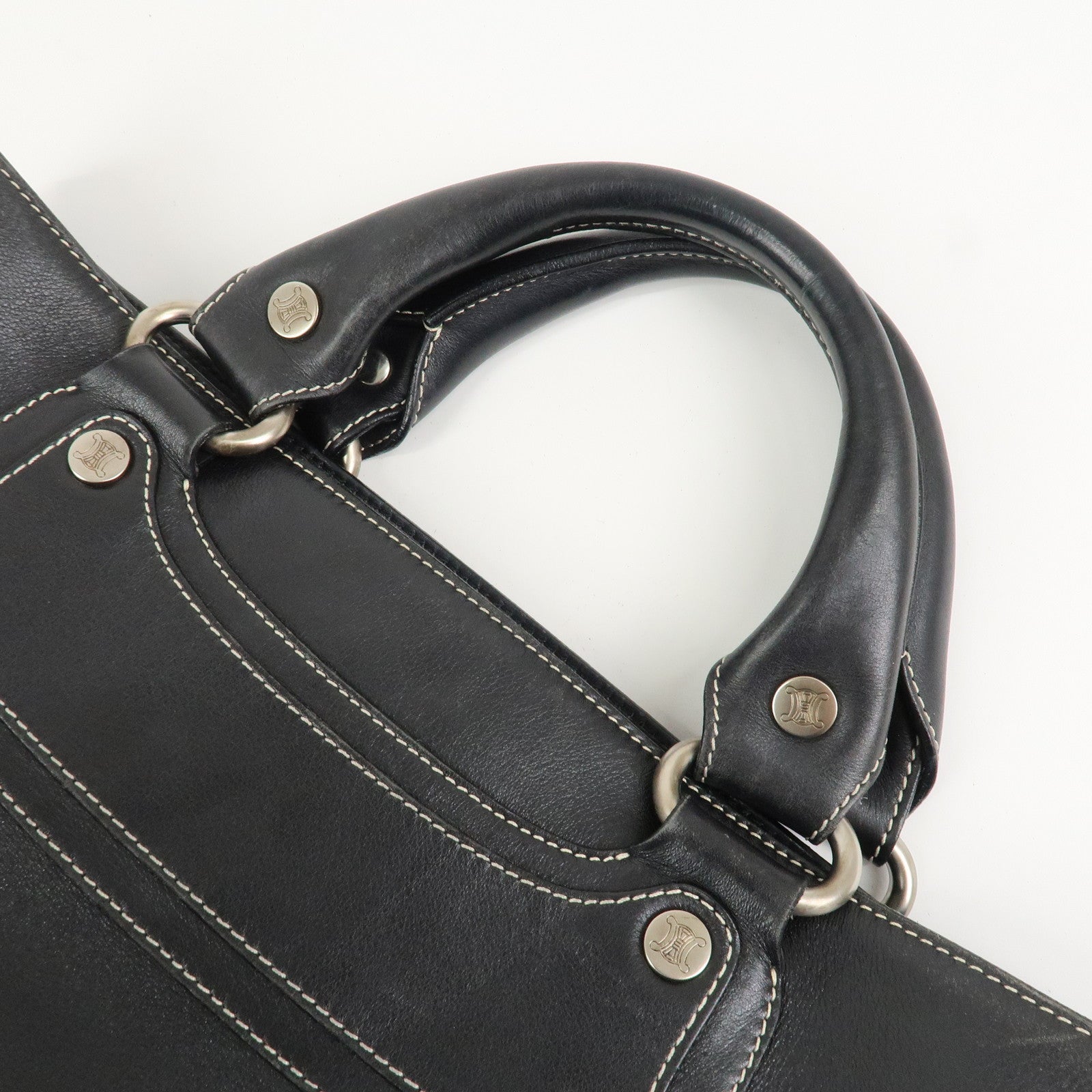 CELINE Boogie Bag Leather Hand Bag Tote Bag Black
