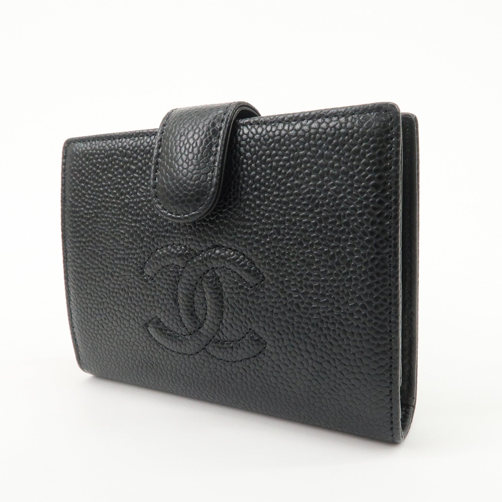 CHANEL COCO Mark Caviarskin Bi-fold Small Wallet Black A13497