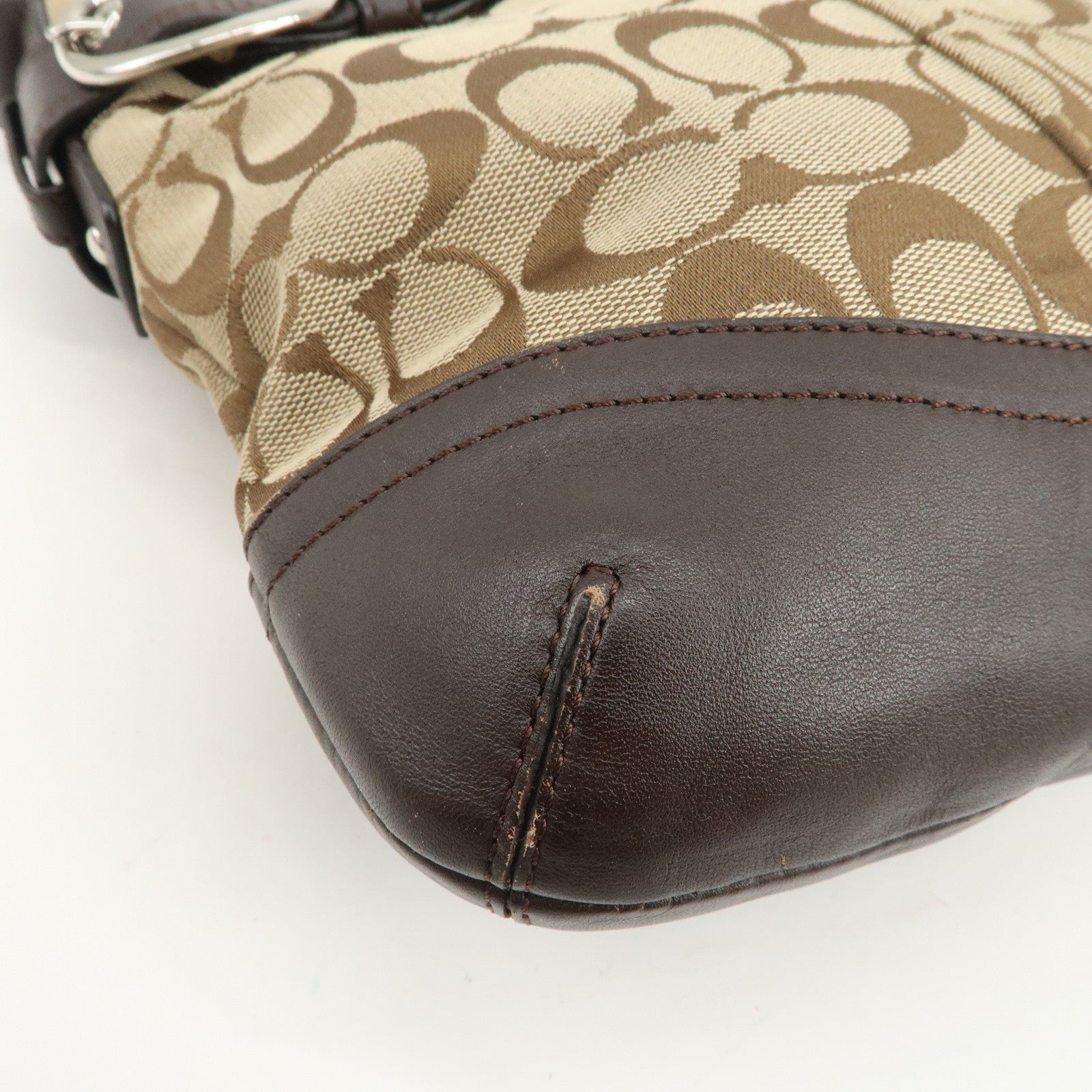 COACH Signature Canvas Leather Shoulder Bag Crossbody Bag Beige