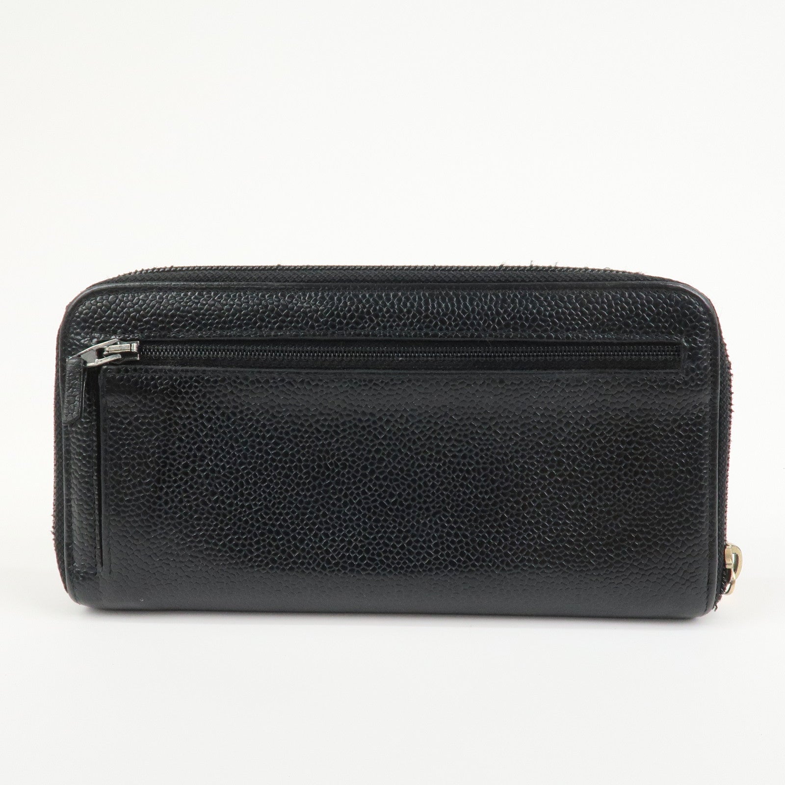 CHANEL COCO Mark Caviarskin Round Zippy Long Wallet Black A13228