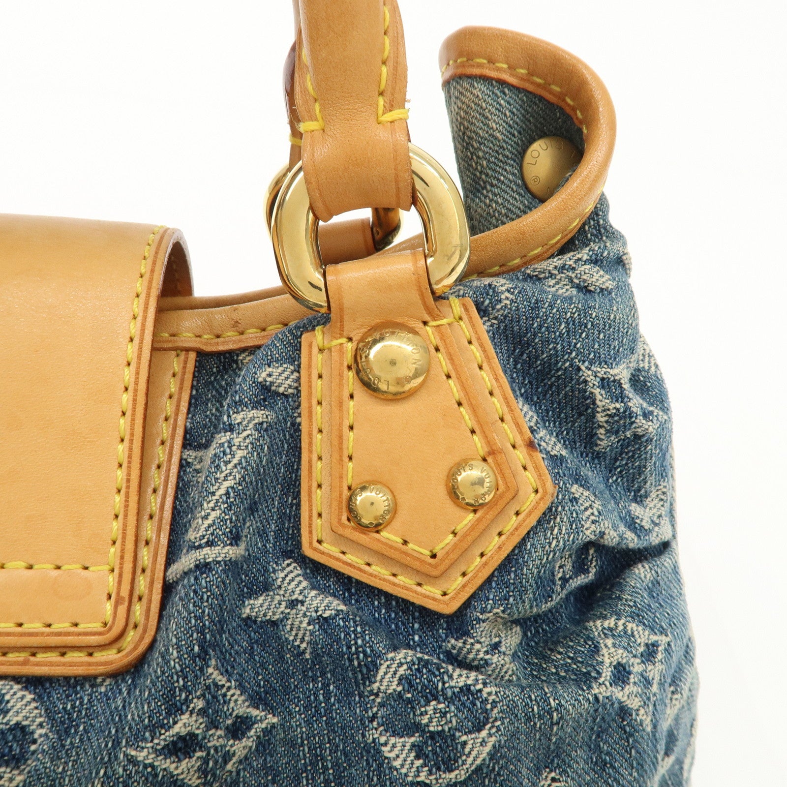 Louis Vuitton Monogram Denim Pleaty Hand Bag Blue M95020