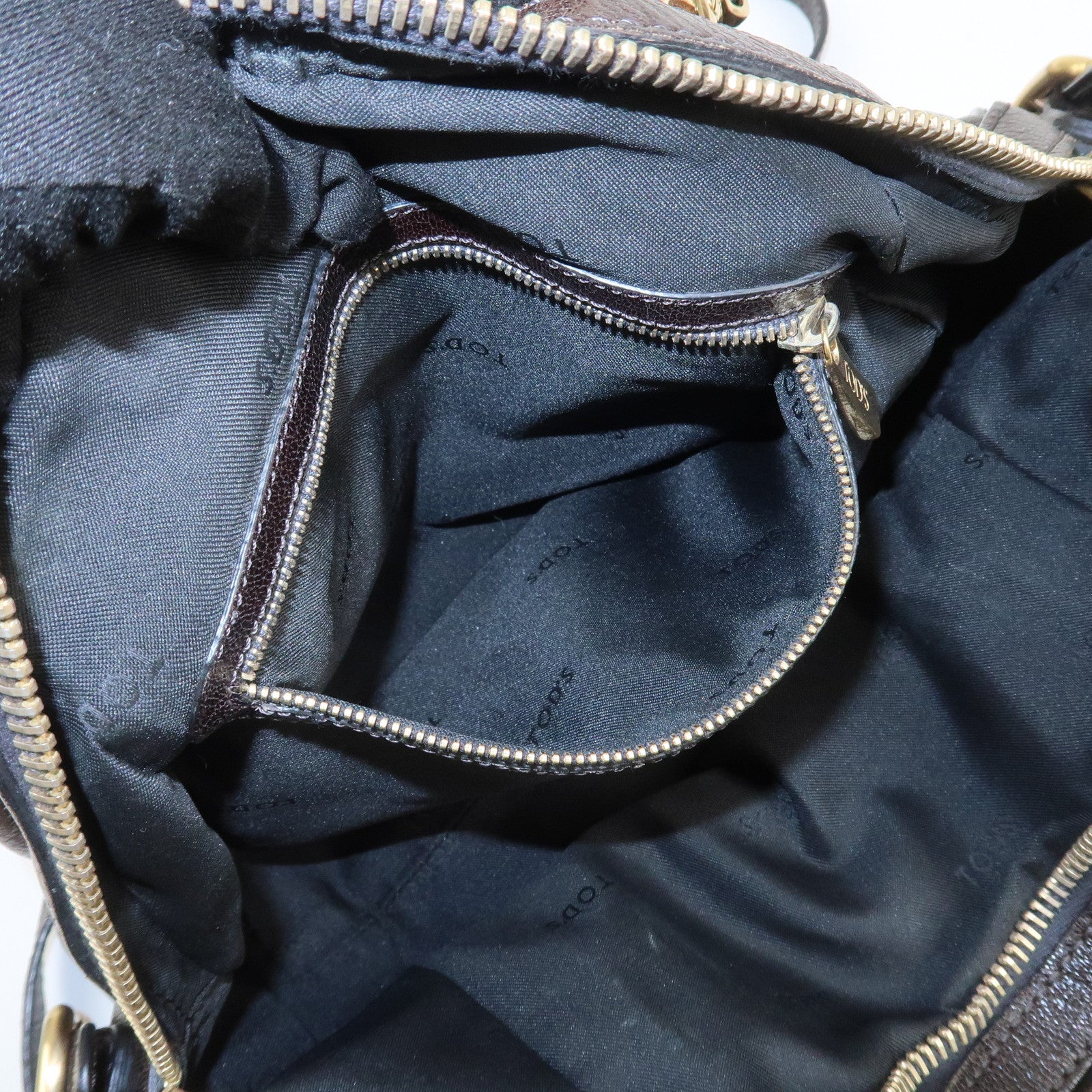 TOD'S G Line Leather 2Way Bag Hand Bag Shoulder Bag Dark Brown