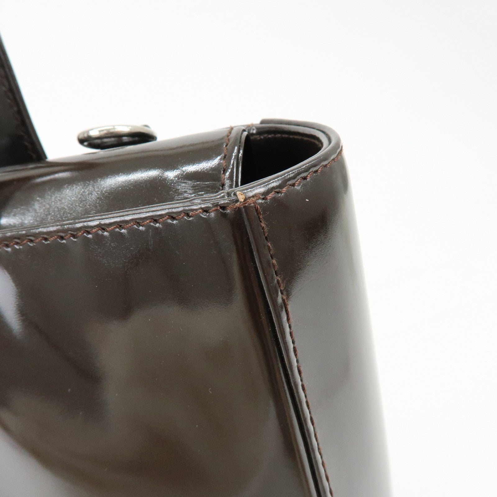 GUCCI Interlocking G Patent Leather 2Way Bag Dark Brown 000・2058