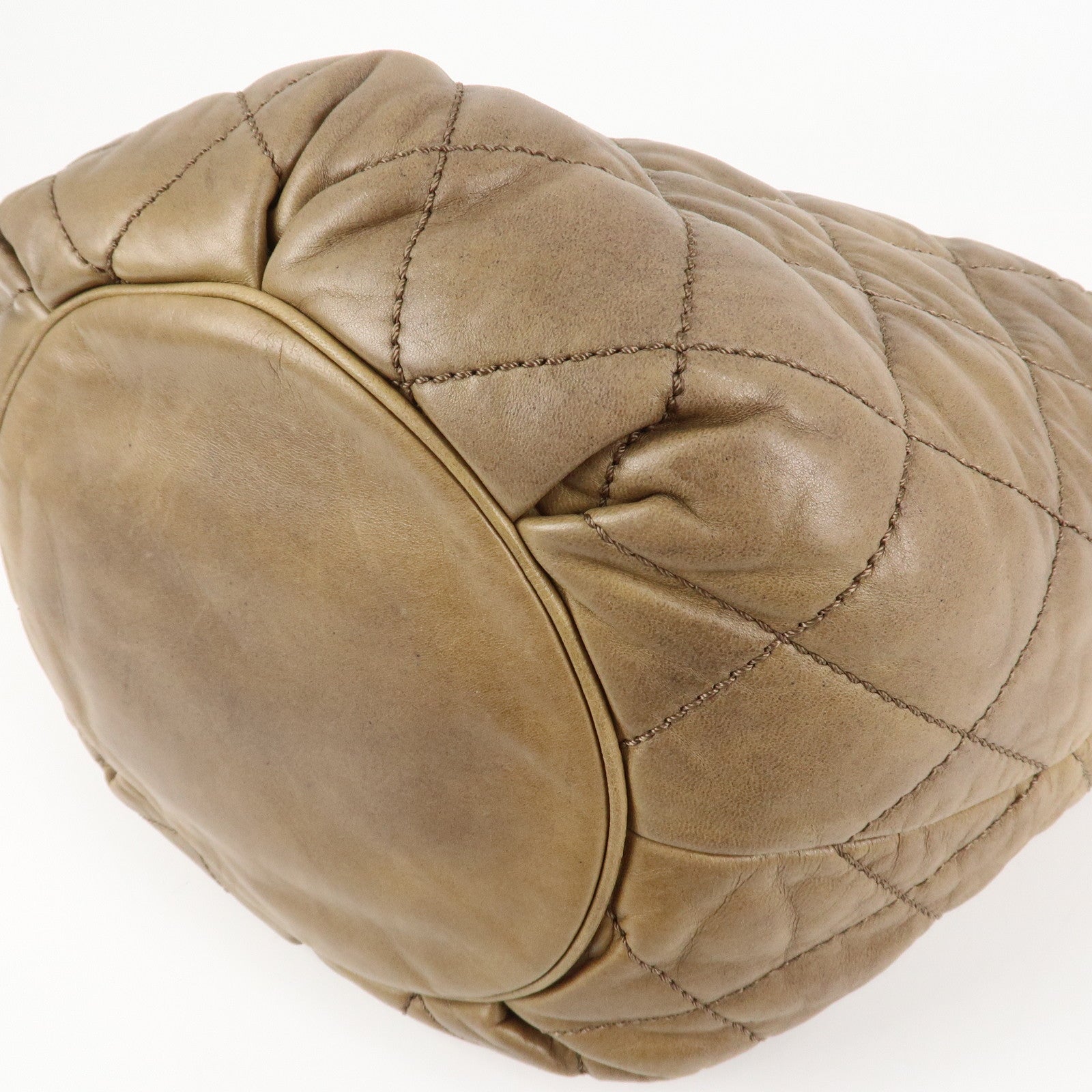 CHANEL Wild Stitch Leather Shoulder Bag Hand Bag Brown Used