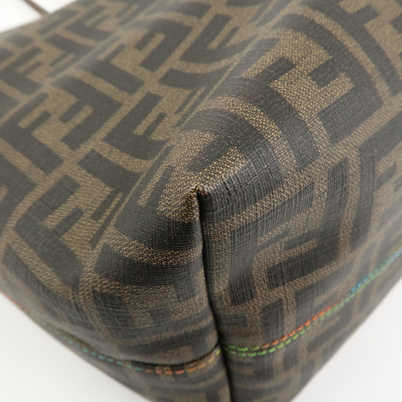 FENDI Zucca PVC Canvas Tote Bag Shoulder Bag Brown Black 8BH199