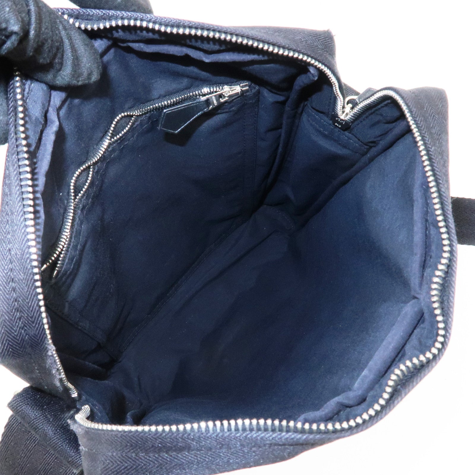 HERMES Toile Chevrons Leather Acapulco Bandouliere Shoulder Bag MM