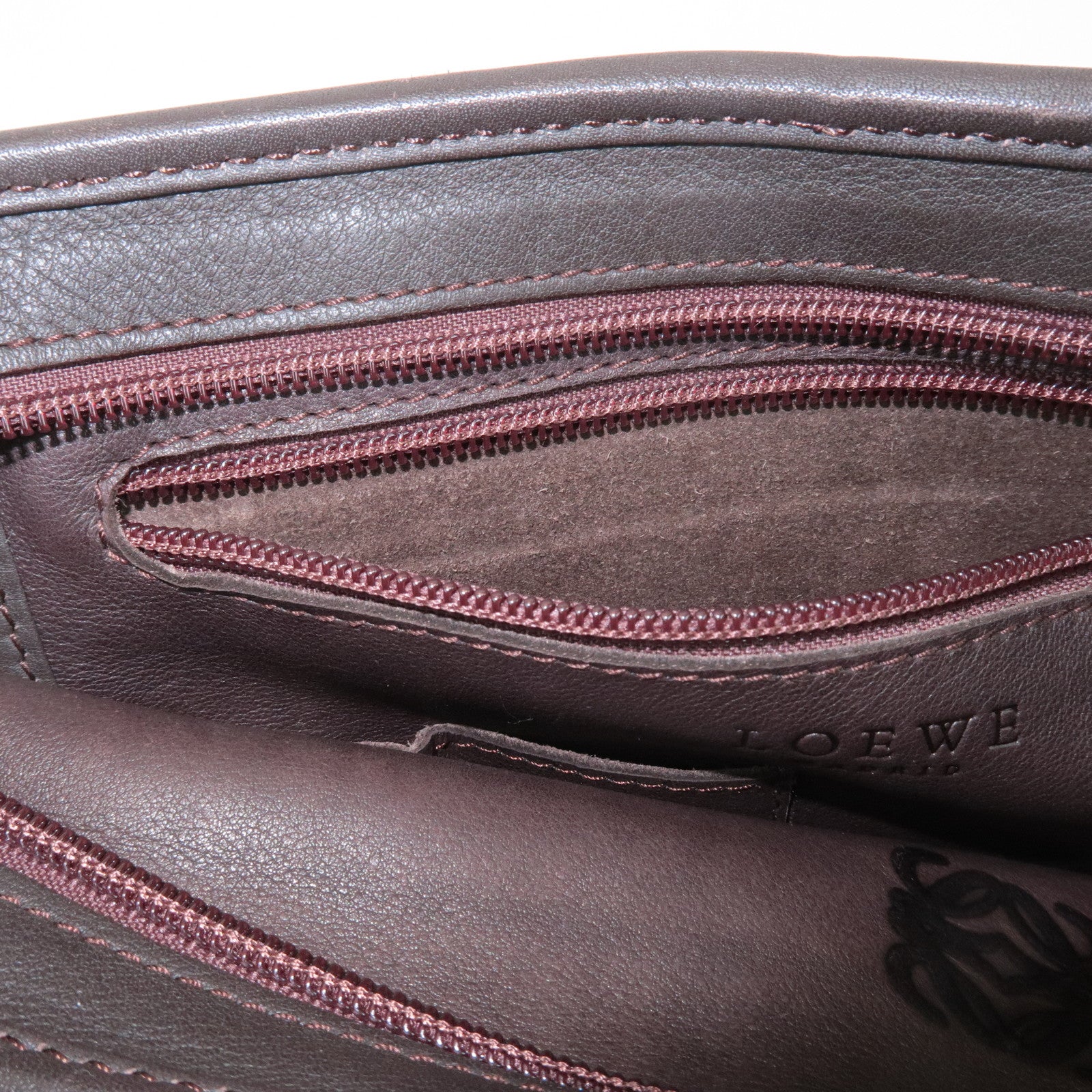 LOEWE Anagram Suede Leather Shoulder Bag Brown Used