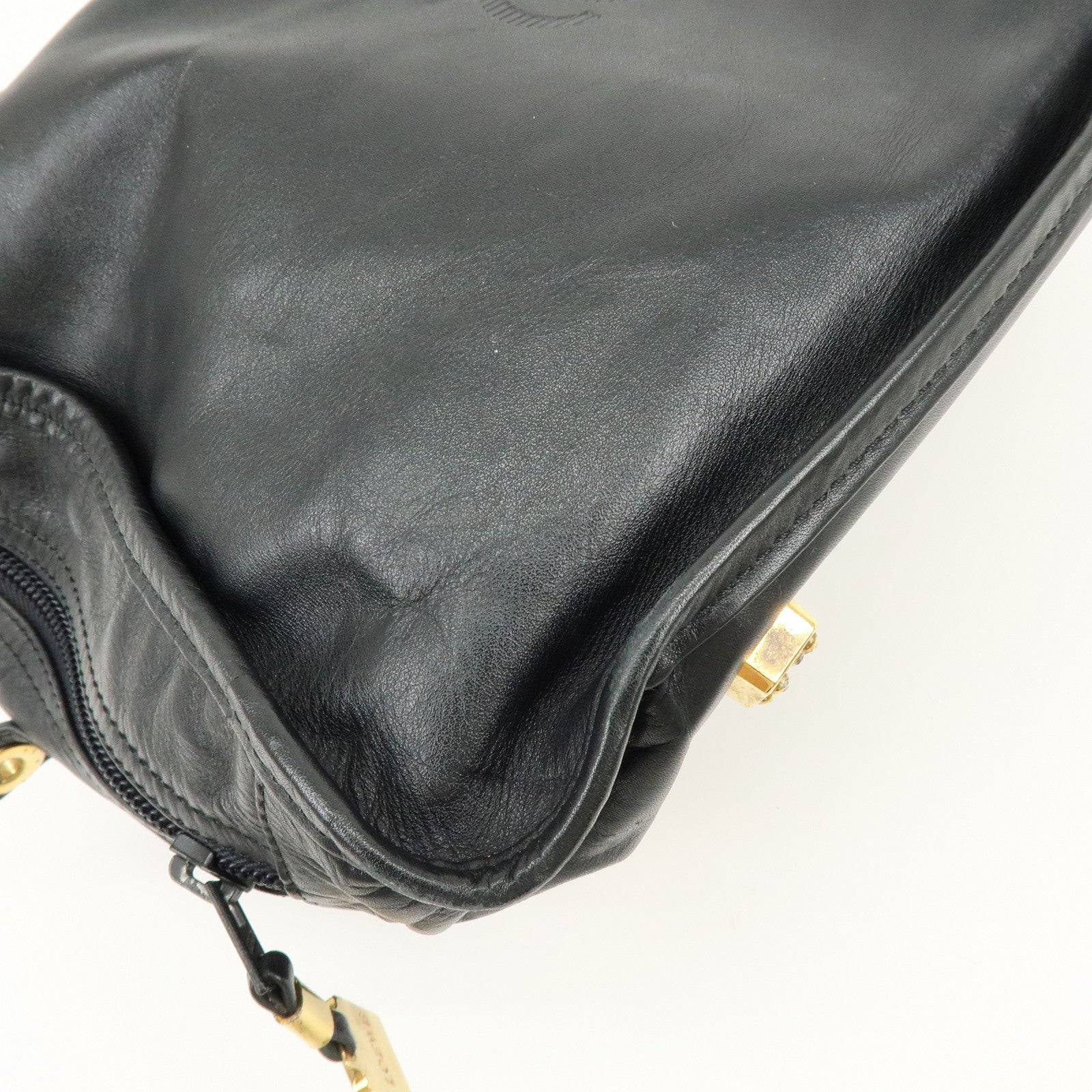 LOEWE Logo Anagram Calf Leather 2Way Hand Shoulder Bag Black