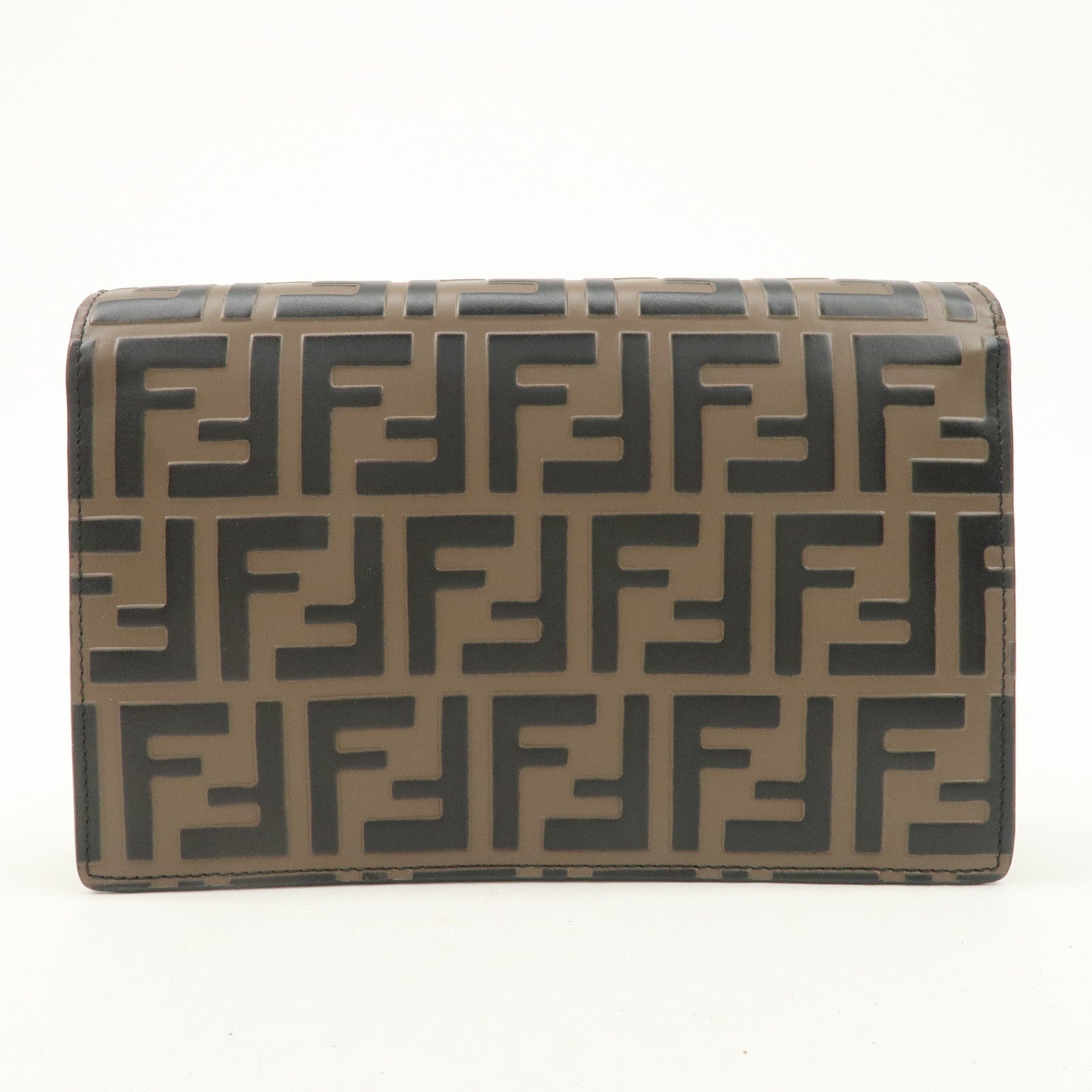 FENDI F is FENDI Leather Chain Shoulder Bag Black Brown 8BS006 Used