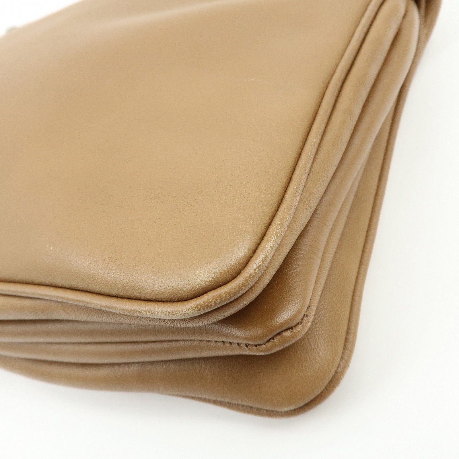 MIU MIU Logo Leather Shoulder Bag Hand Bag Brown