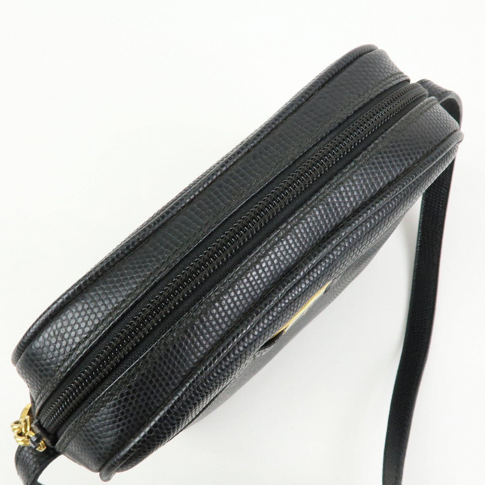 Ferragamo Varra Embossed Leather Shoulder Bag Crossbody Bag Black