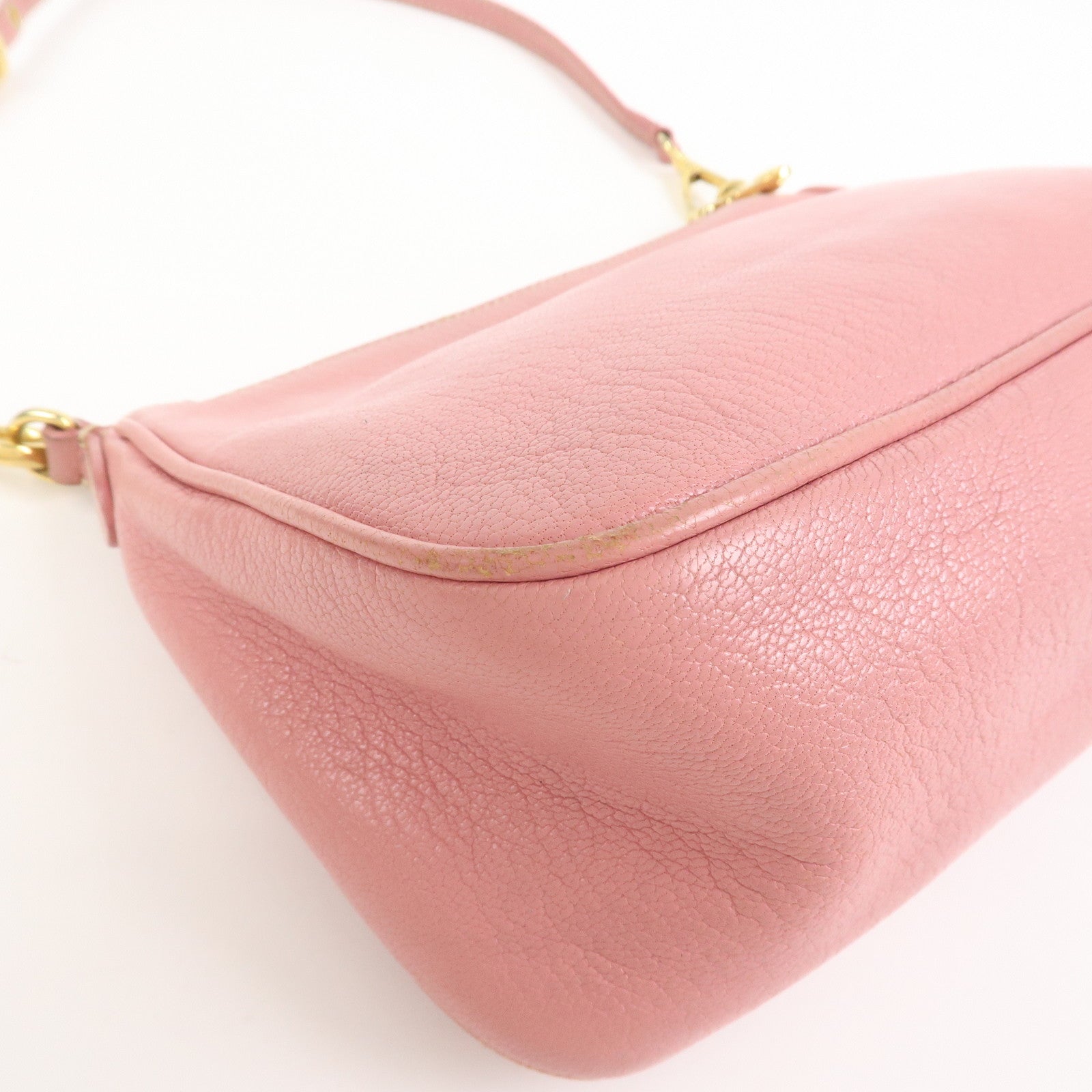 MIU MIU Logo Leather 2Way Bag Hand Bag Shoulder Bag Pink