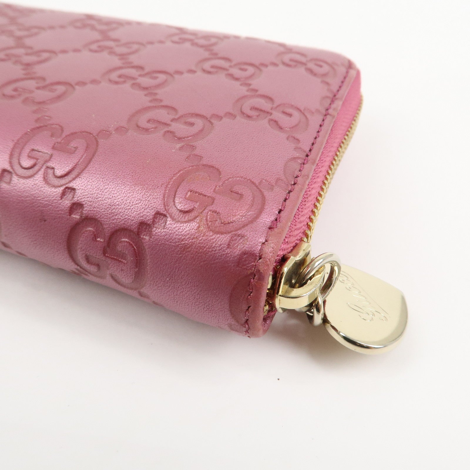 GUCCI Lovely Heart Guccissima Leather Round Zippy Long Wallet 278566