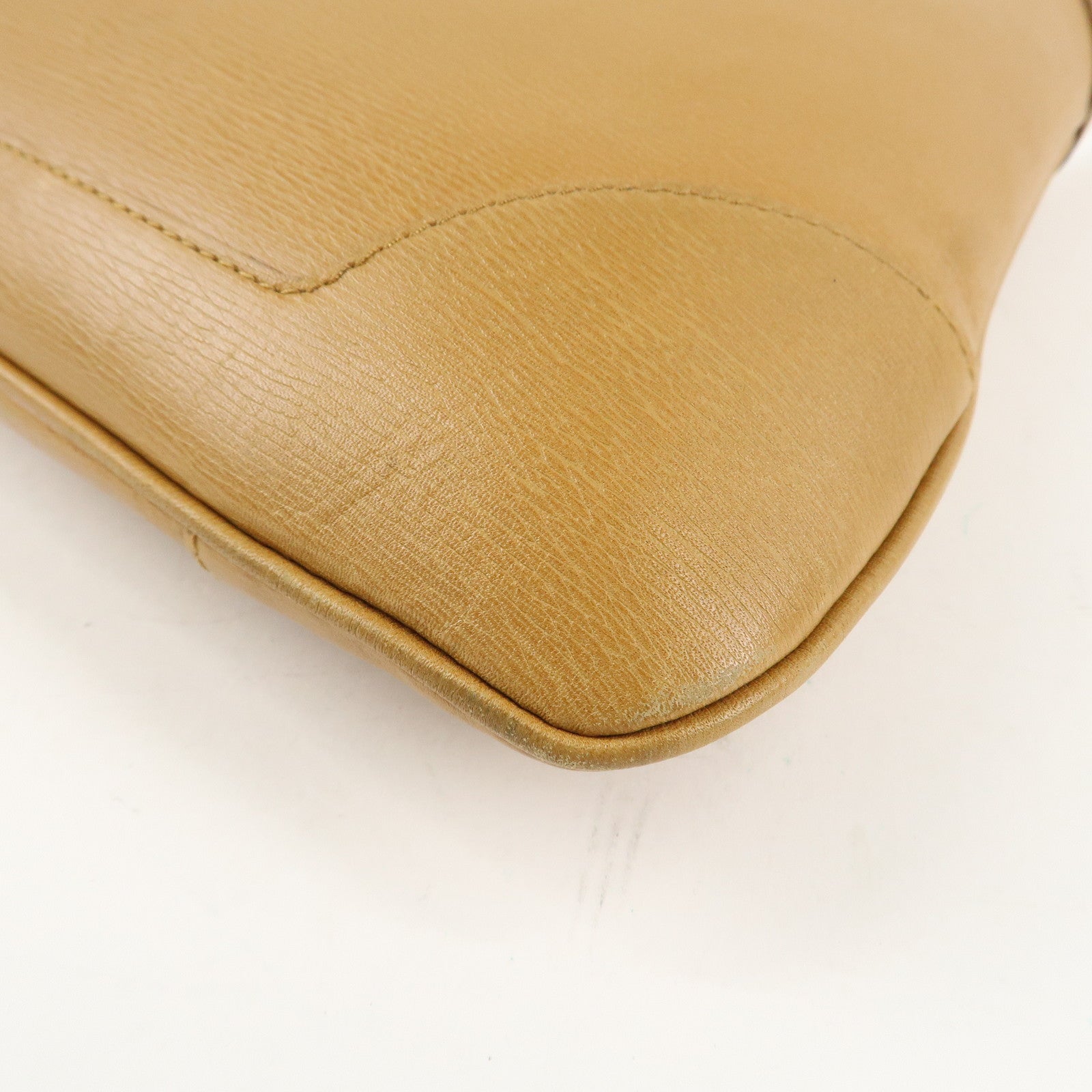 GUCCI Bamboo Leather Shoulder Bag Hand Bag Beige 001.4060.002058 Used