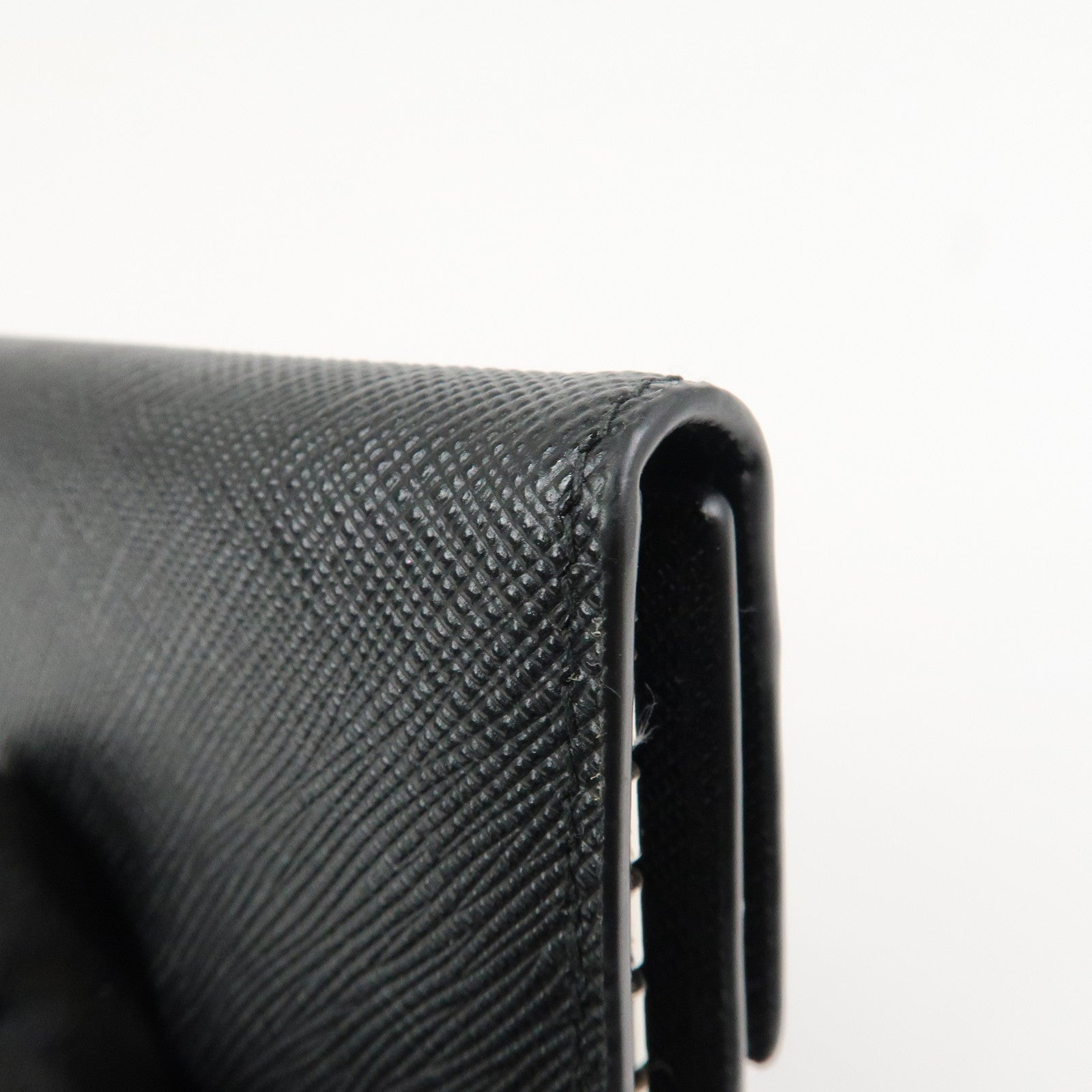 PRADA Logo Saffiano Leather 6 Rings Key Case Black 2PG222