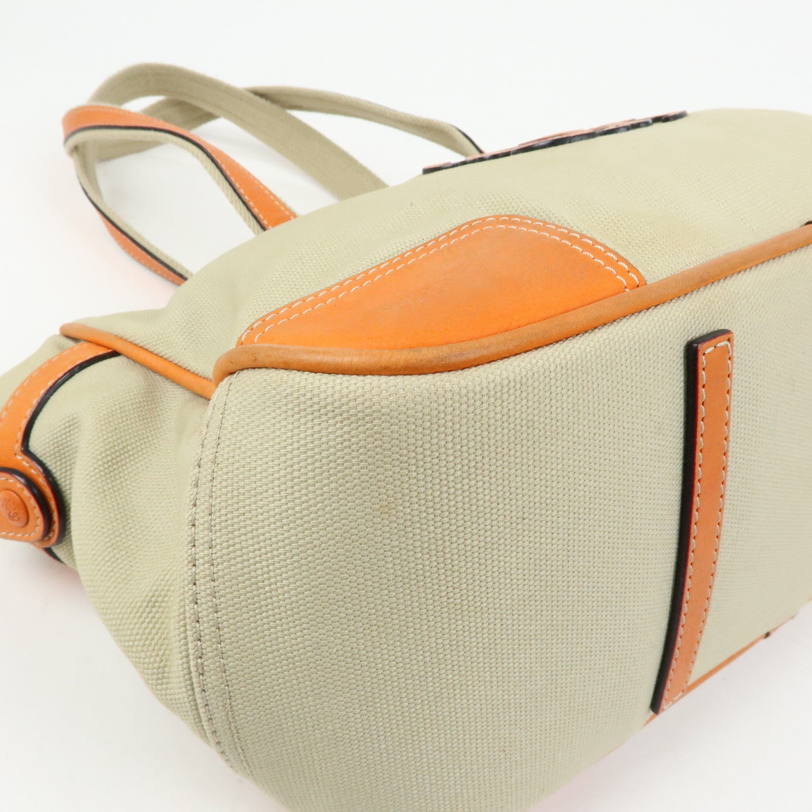 LOEWE Missy Canvas Leather 2Way Bag Tote Bag Beige Orange