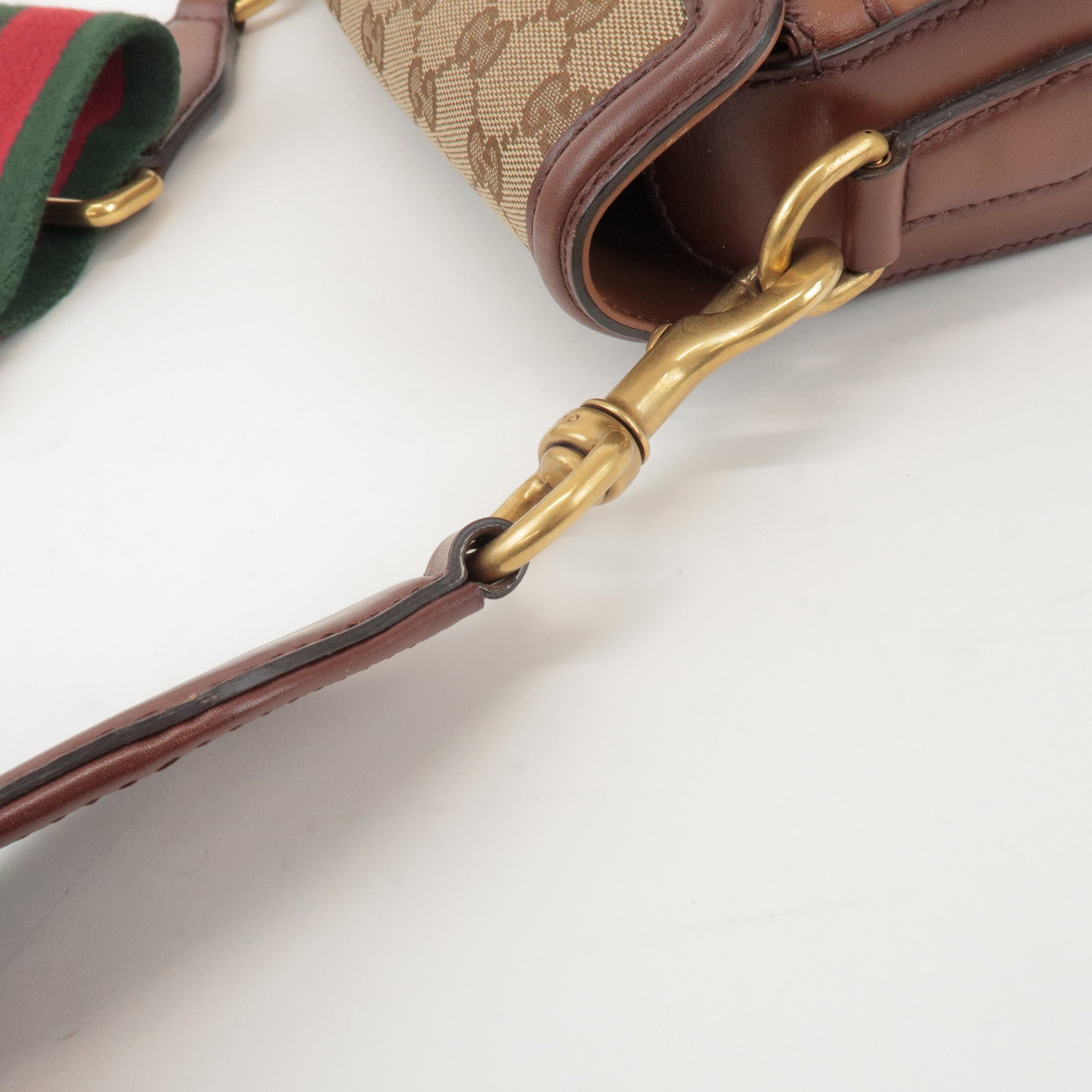 GUCCI Sherry GG Canvas Leather Lady Web Shoulder Bag 383848