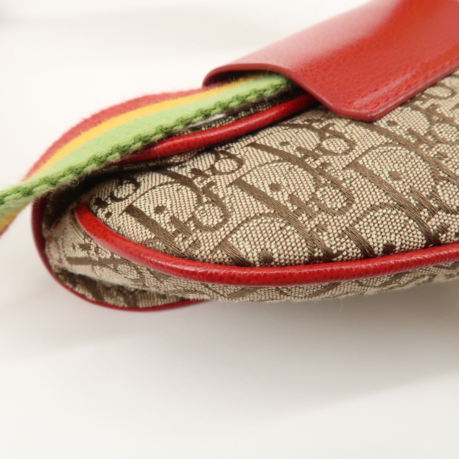 Christian Dior Rasta Trotter Canvas Waist Pouch Beige Red Yellow