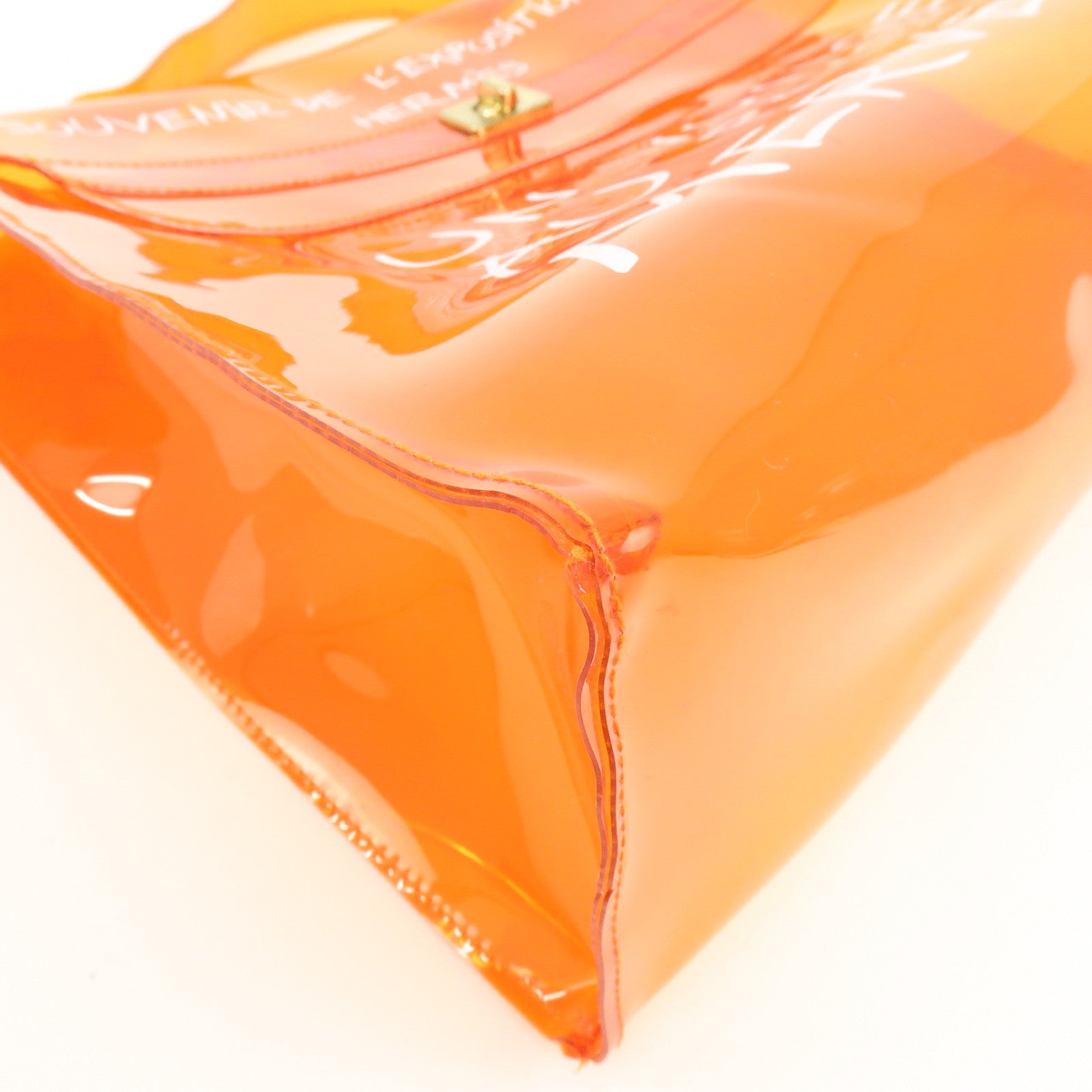 HERMES Kelly Vinyl Hand Bag SOUVENIR DE L'EXPOSITION Orange