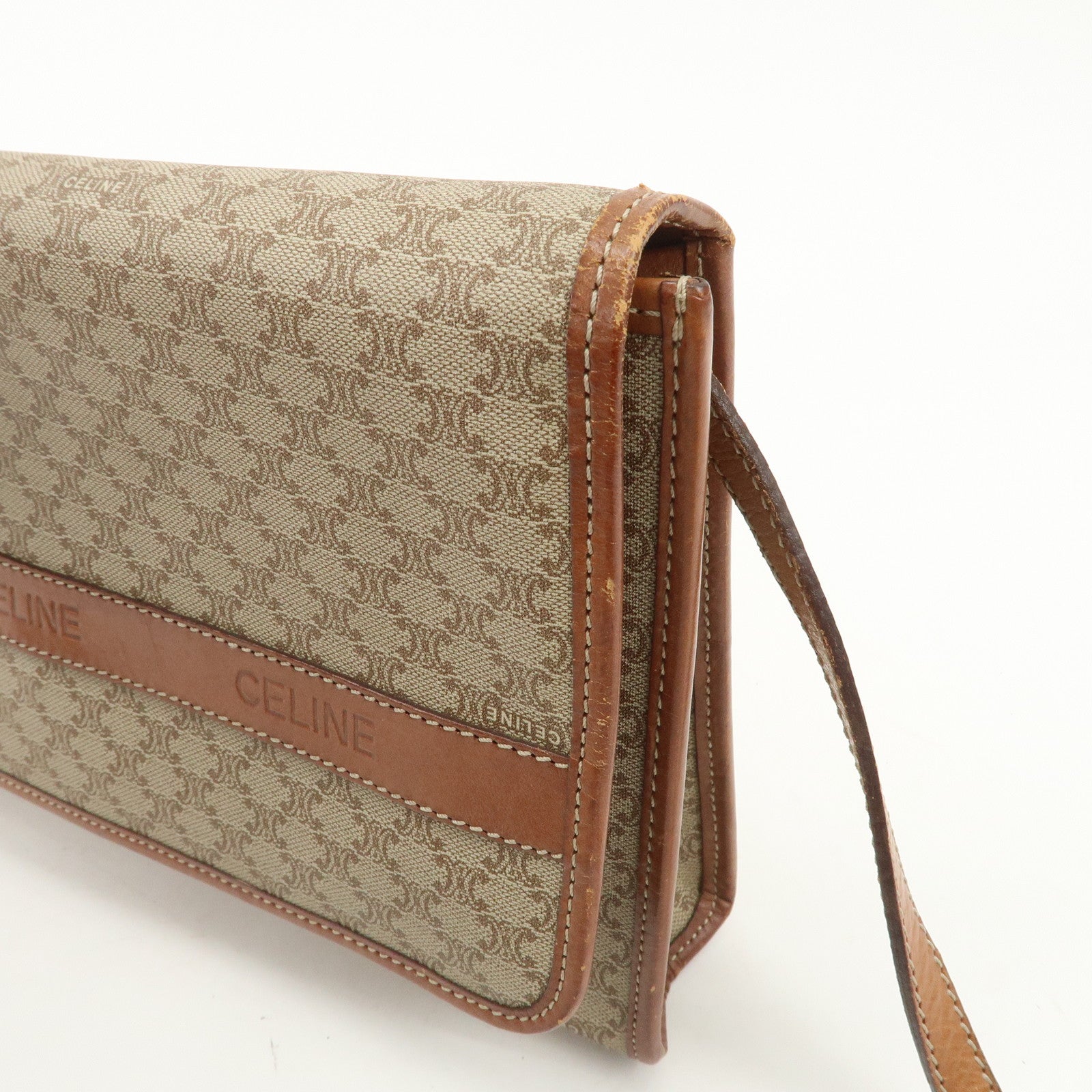 CELINE Macadam PVC Leather 2Way Bag Shoulder Bag Beige