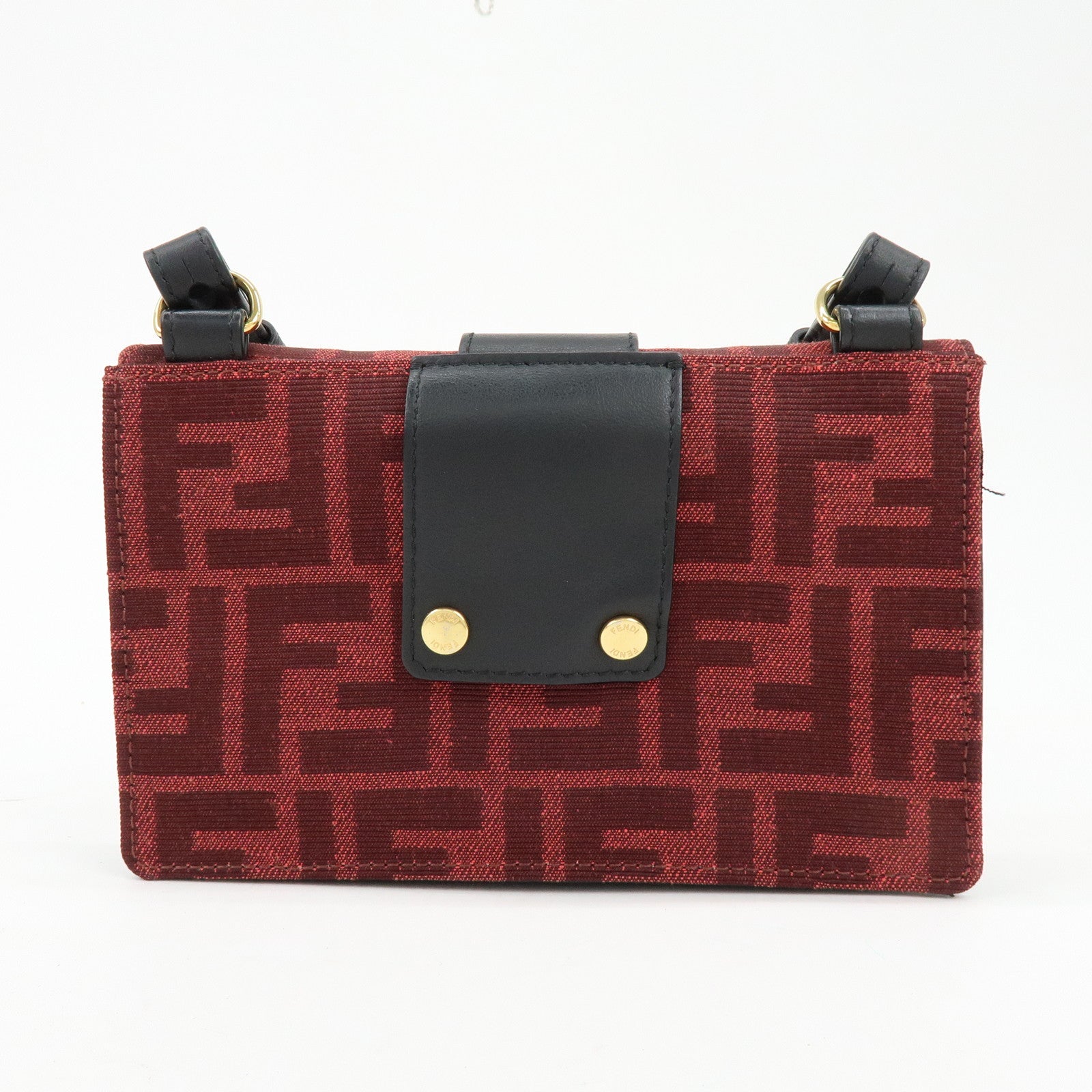 FENDI Zucca Canvas Leather 2Way Shoulder Bag Waist Bag Red 7M0295