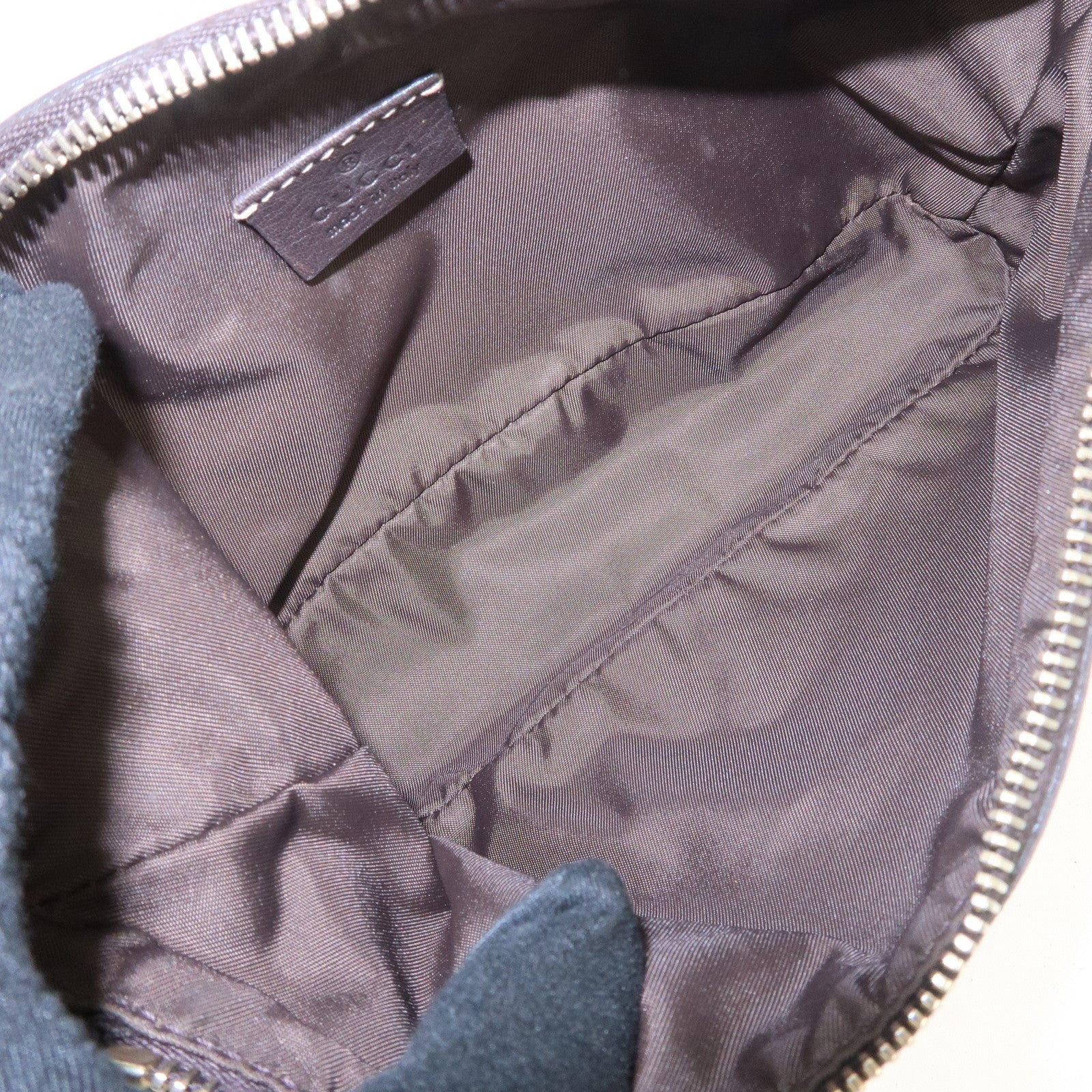 GUCCI Sherry Leather Accessory Poach Hand Bag Brown 224093