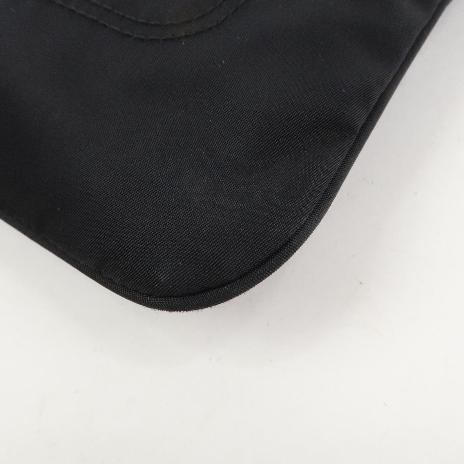 PRADA Triangle Logo Nylon Leather Shoulder Bag Black BT0716