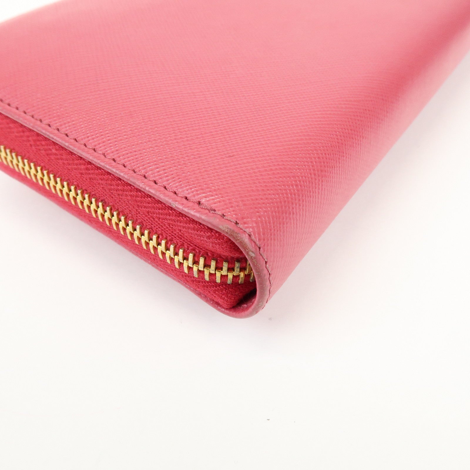 PRADA Saffiano Leather Round Zippy Wallet Pink Pink 1M0506