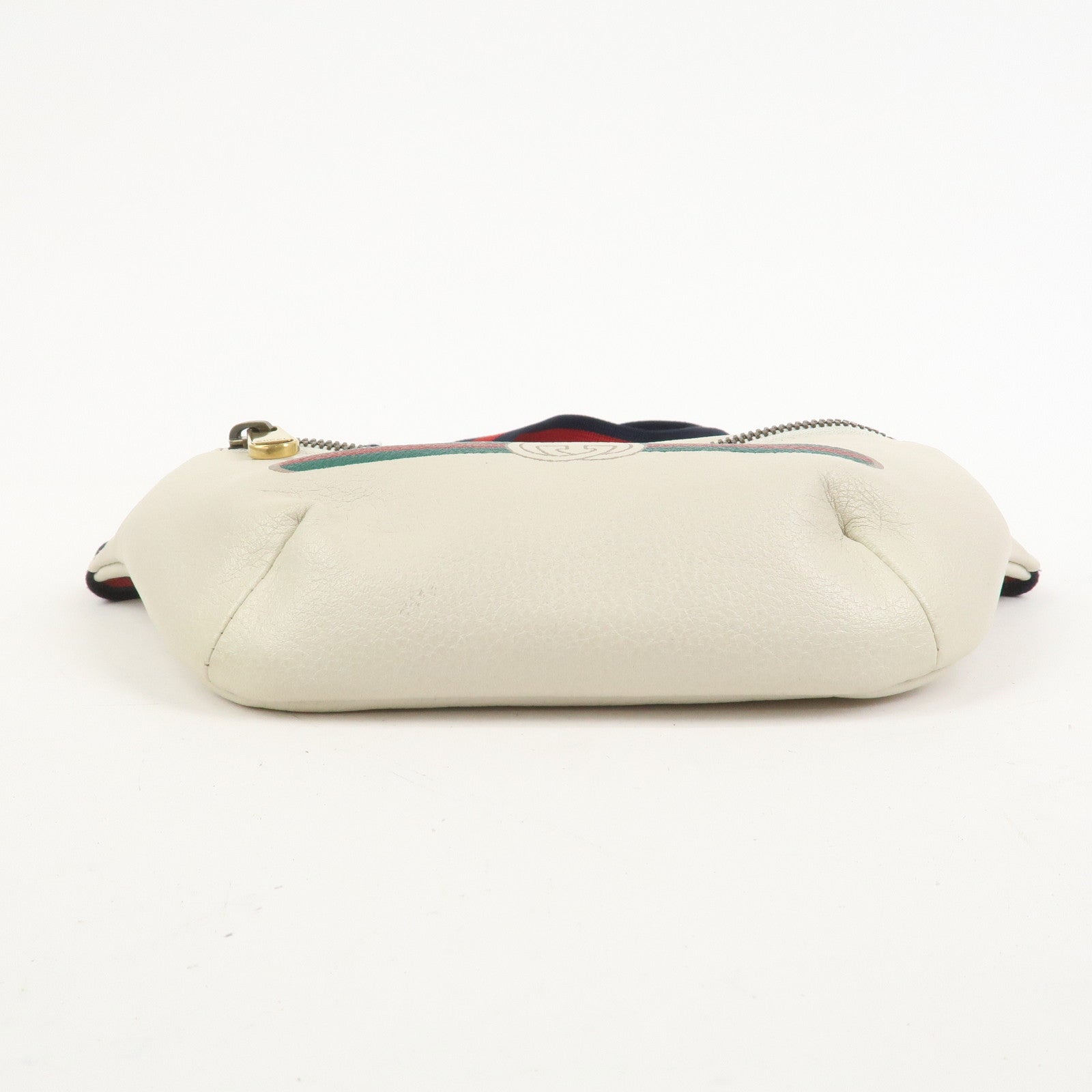GUCCI Sherry Leather Waist Pouch Body Bag White 527792