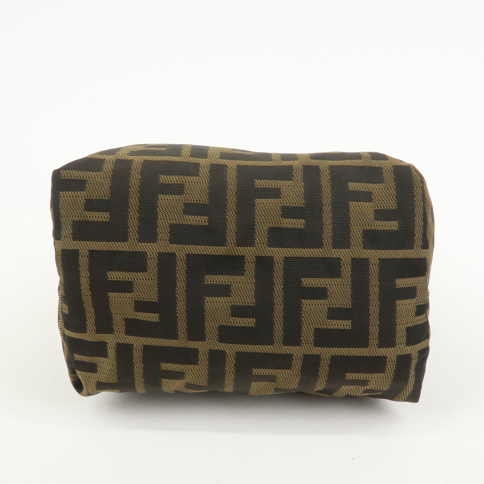 FENDI Zucca Canvas Leather Hand Bag Pouch Bag Brown Black 226540