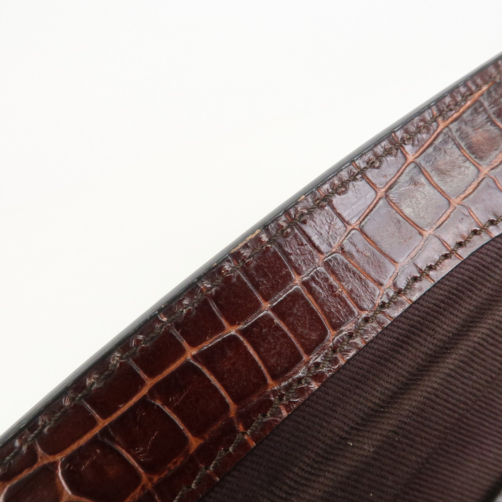 CELINE Macadam Canvas Embossed Leather Shoulder Bag Hand Bag Brown