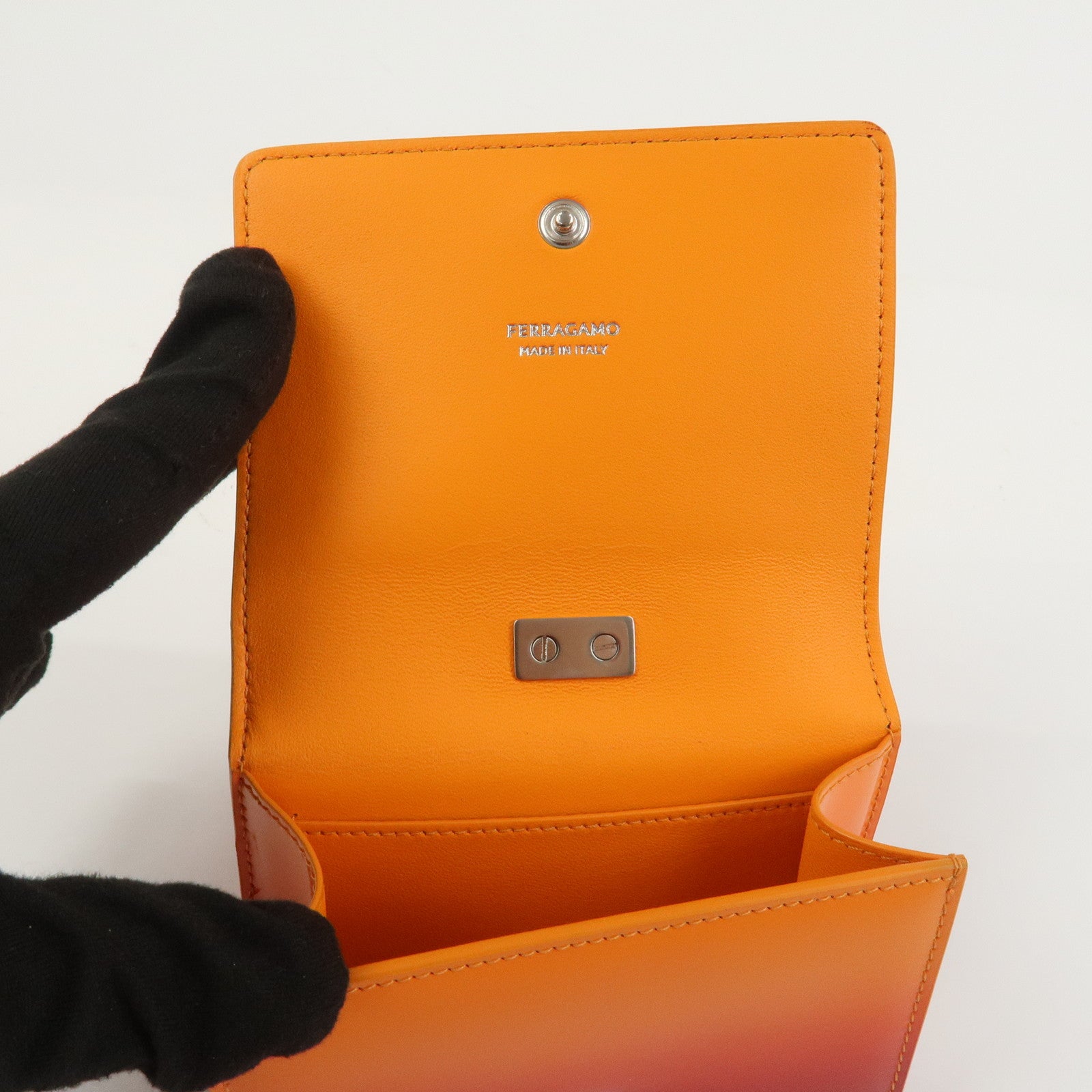 Ferragamo Patent Leather Hand Bag Orange